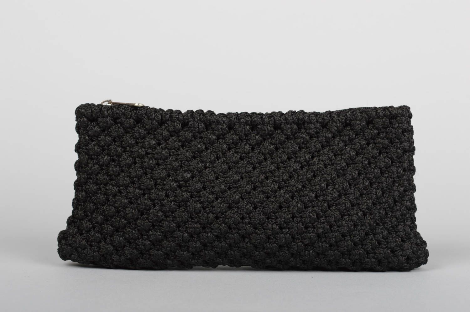 Сумка ручной работы сумочка клатч женская сумка черная в технике макраме фото 1