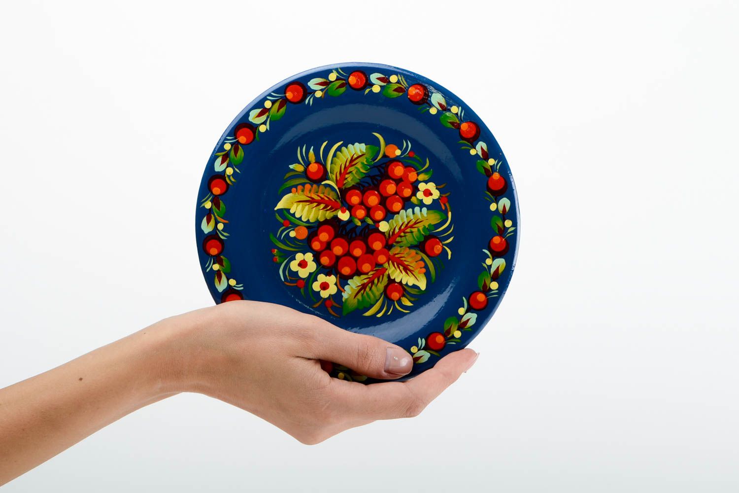 Декор на стену ручной работы декоративная тарелка с узором расписная посуда фото 2