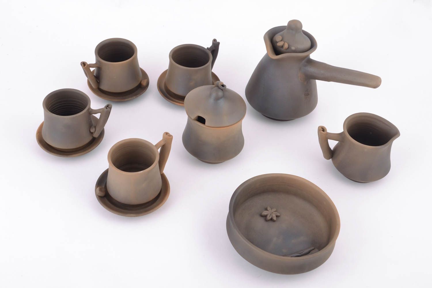 Кофейный набор из глины из восьми предметов фото 1