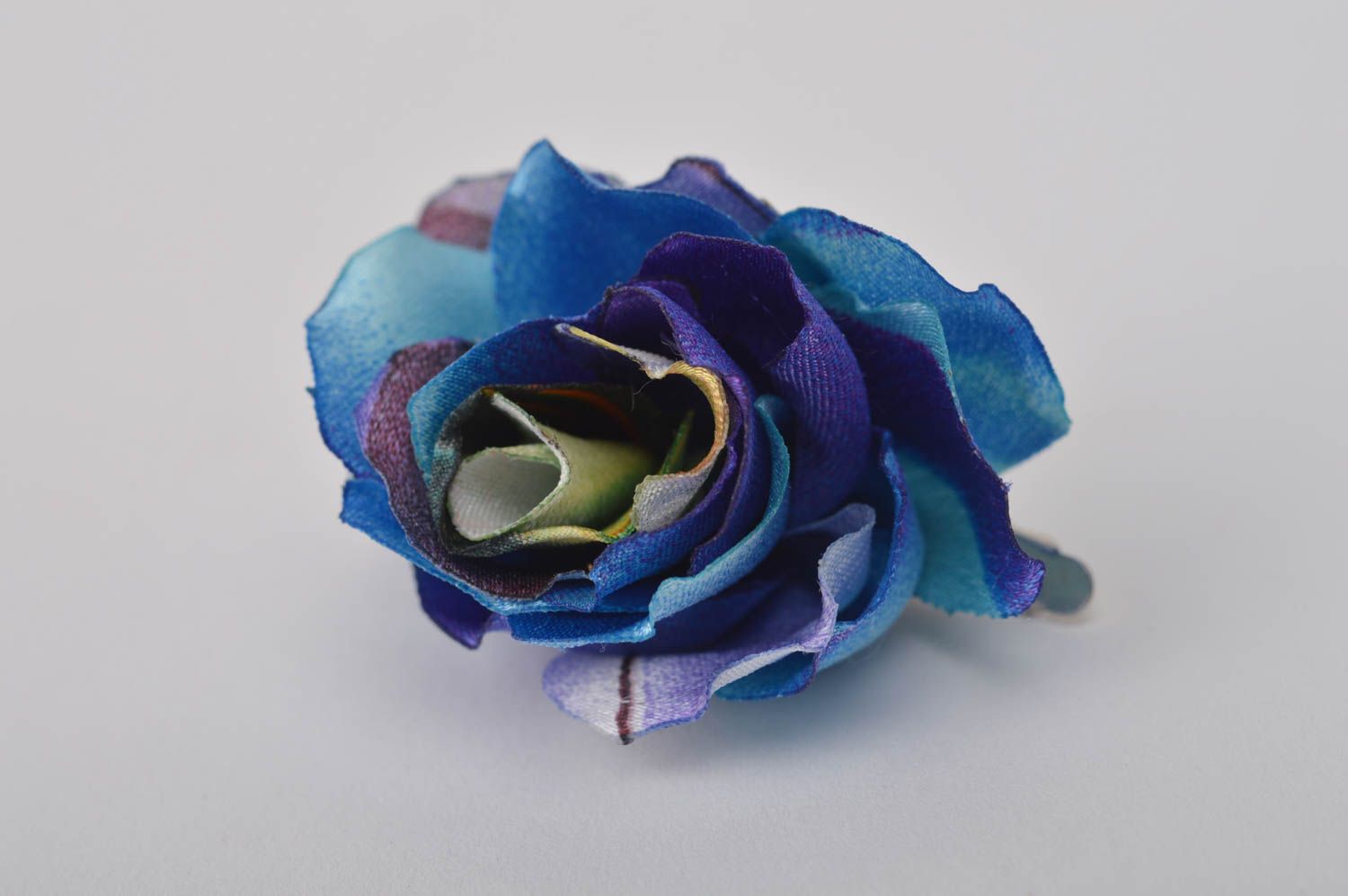 Украшение ручной работы заколка с цветком аксессуар для волос Синяя роза фото 3