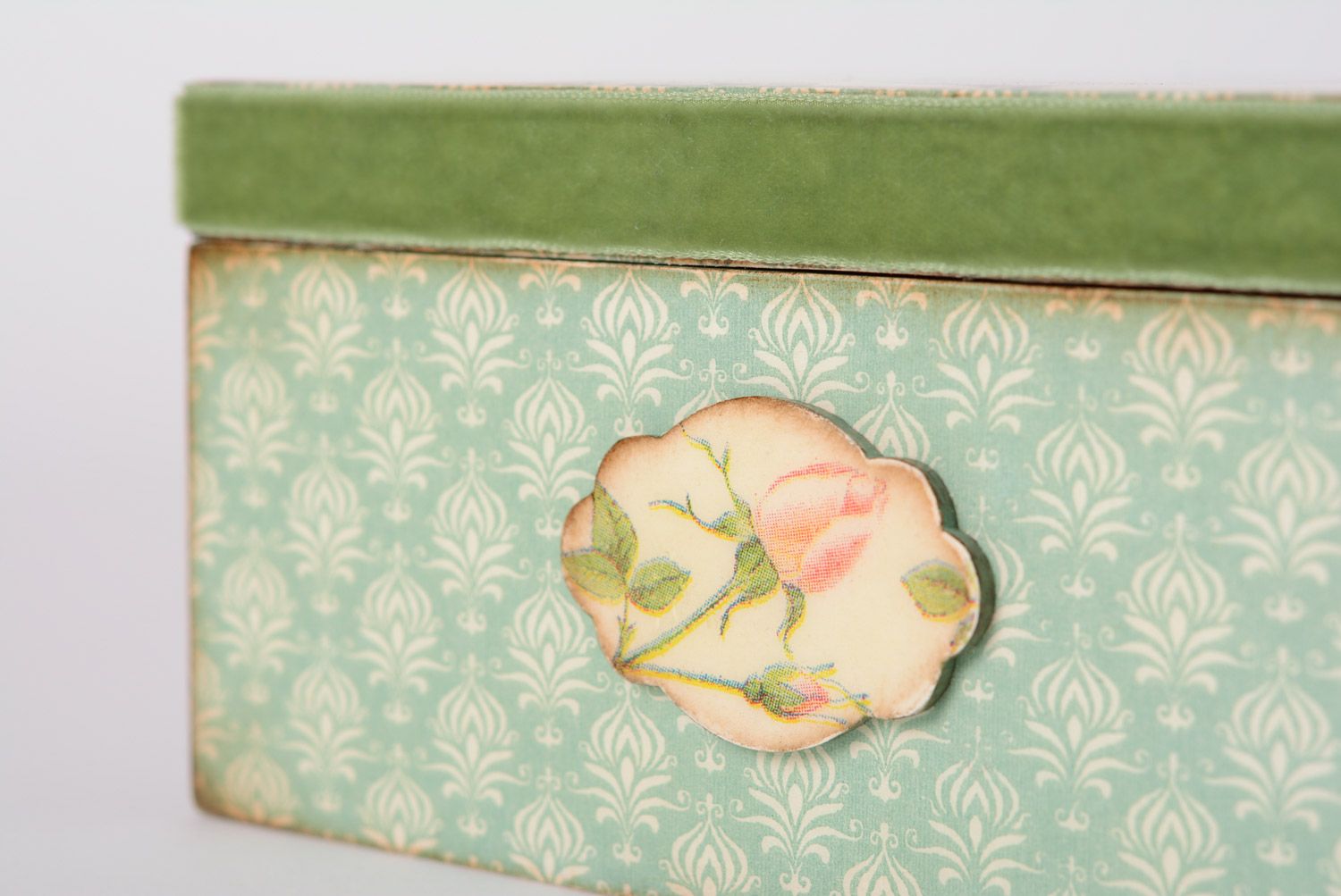 Caja decorada de contrachapado joyero hecha a mano original decoupage vintage foto 4