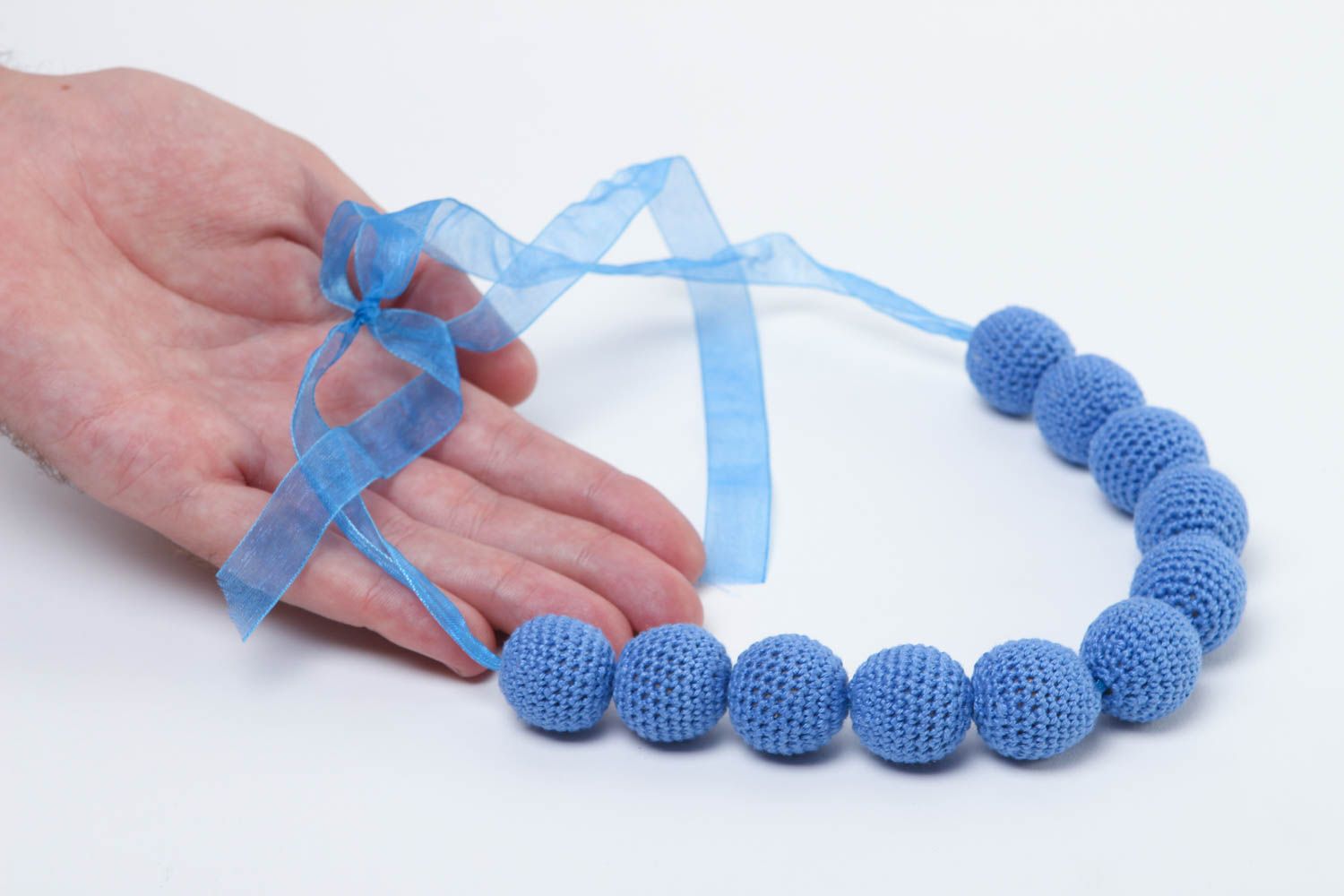 Handmade teething necklace crochet jewelry teething beads long necklace photo 5