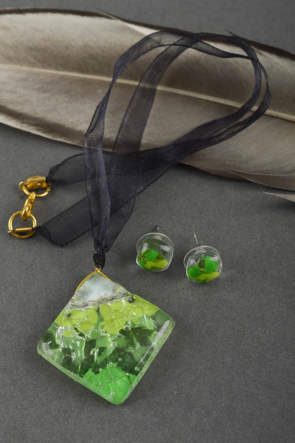 Handmade jewelry designer pendant with earrings unusual earrings gift ideas photo 1