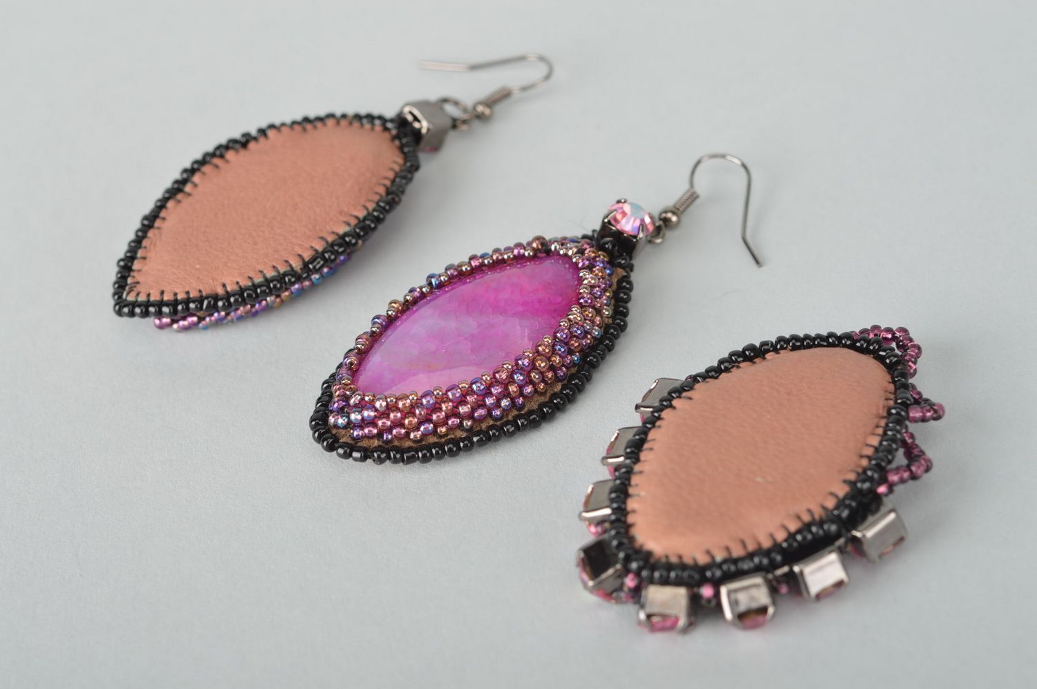 Jewelry made of natural stone handmade pendant earrings long lilac earrings photo 5