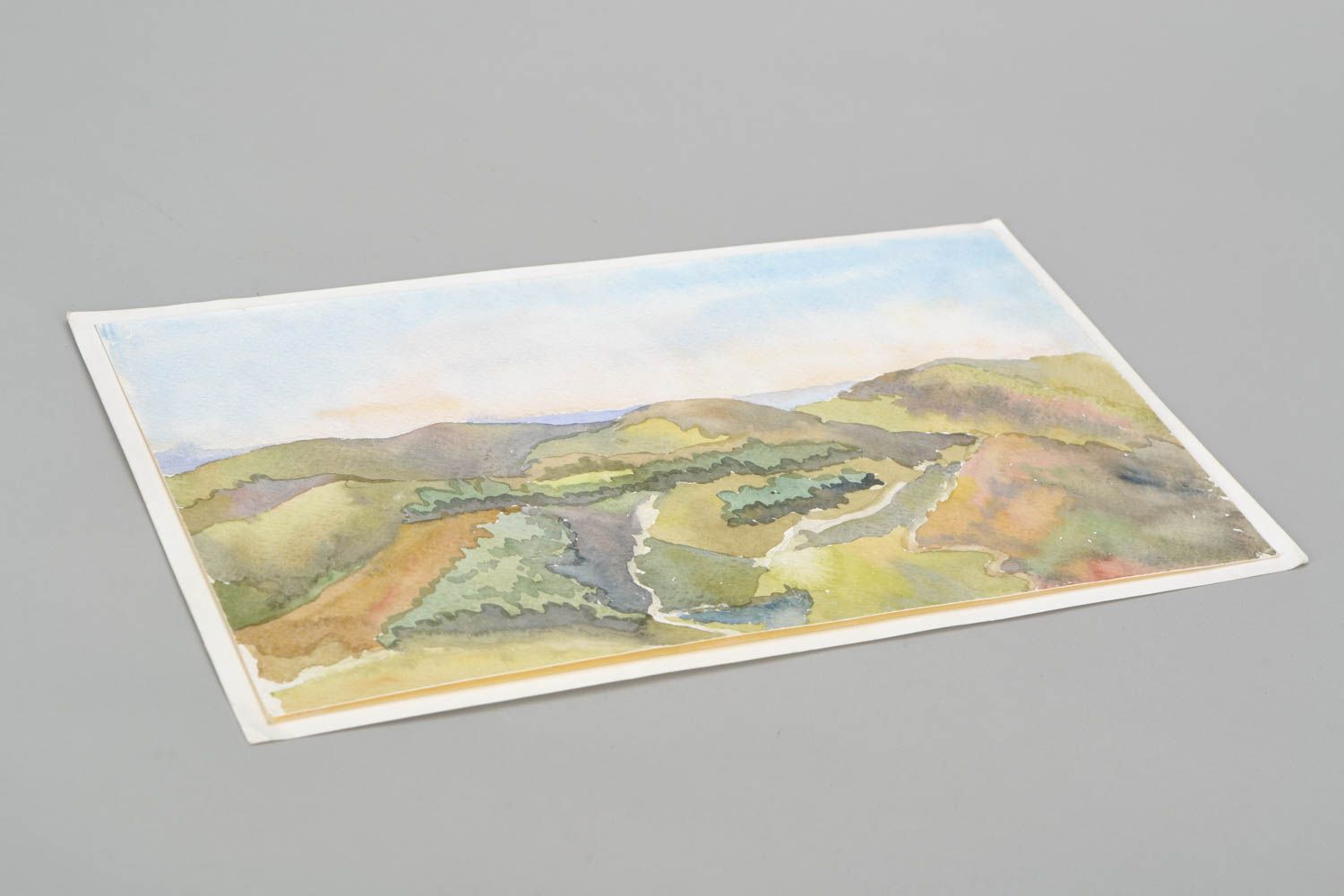 Watercolor painting Hills photo 3