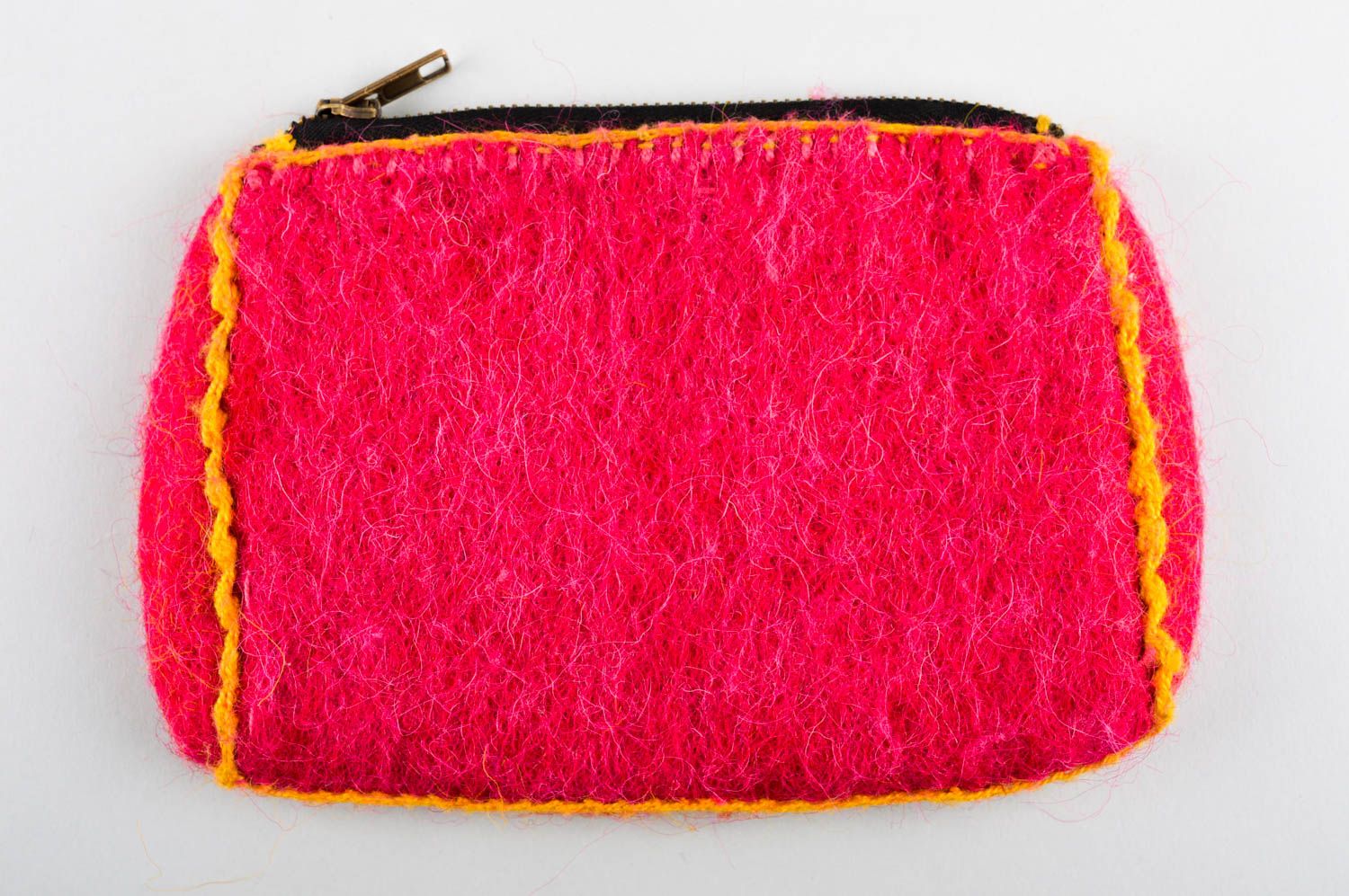 Pochette en laine feutrée Porte-monnaie fait main avec fleur Accessoire femme photo 3