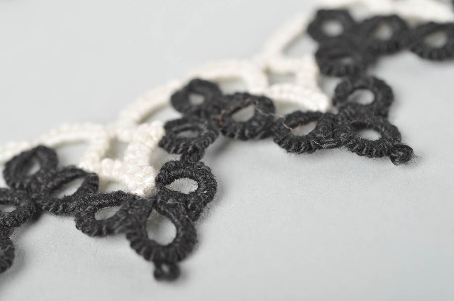 Дизайнерские украшения ручной работы кружевные серьги ожерелье из ниток фото 3