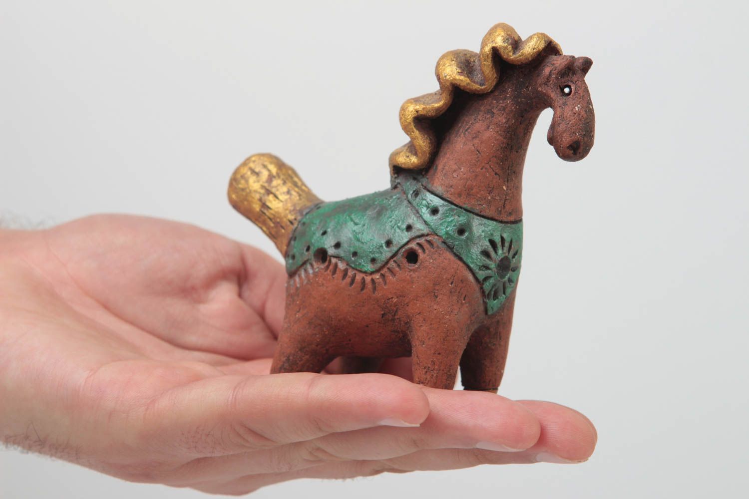 Handmade Okarina Flöte Kinder Musikspielzeug Figur aus Ton in Form vom Pferd foto 5