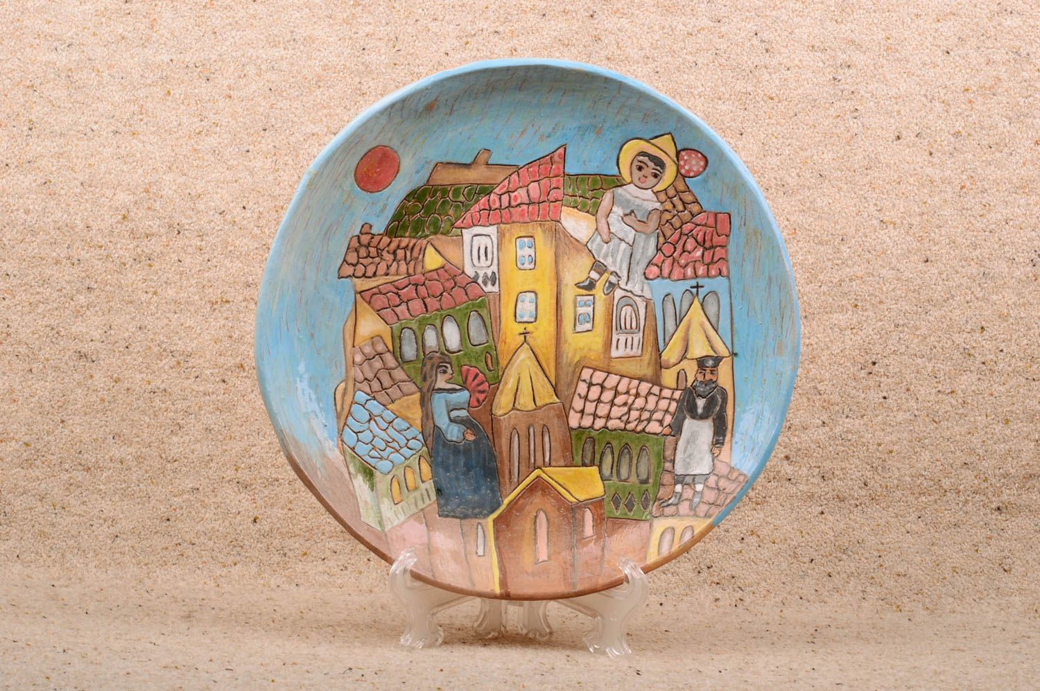 Plato de cerámica pintado hecho a mano decoración de casa vajilla de diseño foto 1