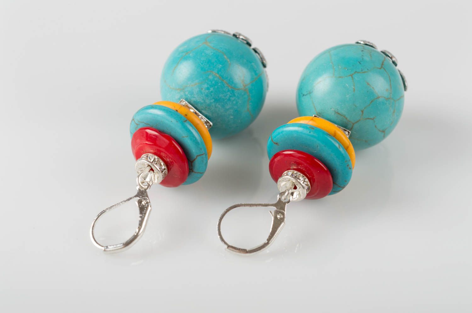 Kugel Ohrringe handmade Ohrringe ausgefallener Ohrschmuck für Damen mit Kristall foto 3