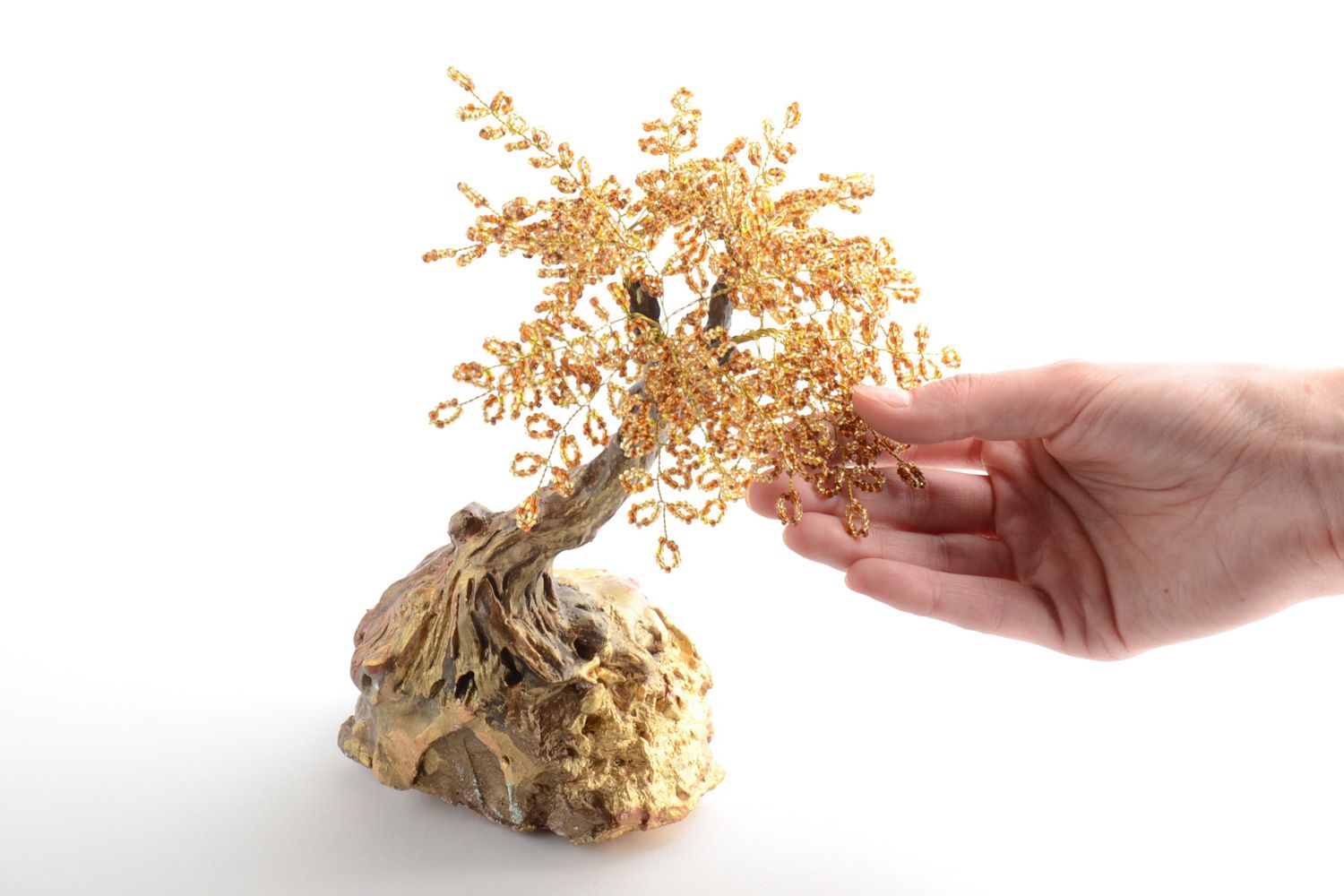 Handmade bemalter lackierter Glücksbaum aus Glasperlen Geschenk zur Einzugsfeier foto 5