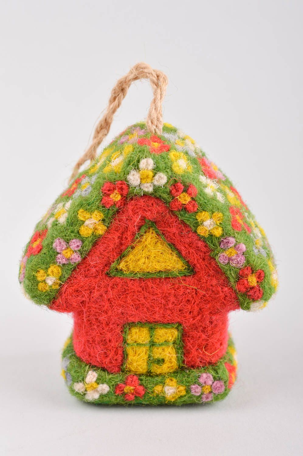 Валяная игрушка ручной работы декор на стену игрушка из шерсти Цветочный домик фото 2