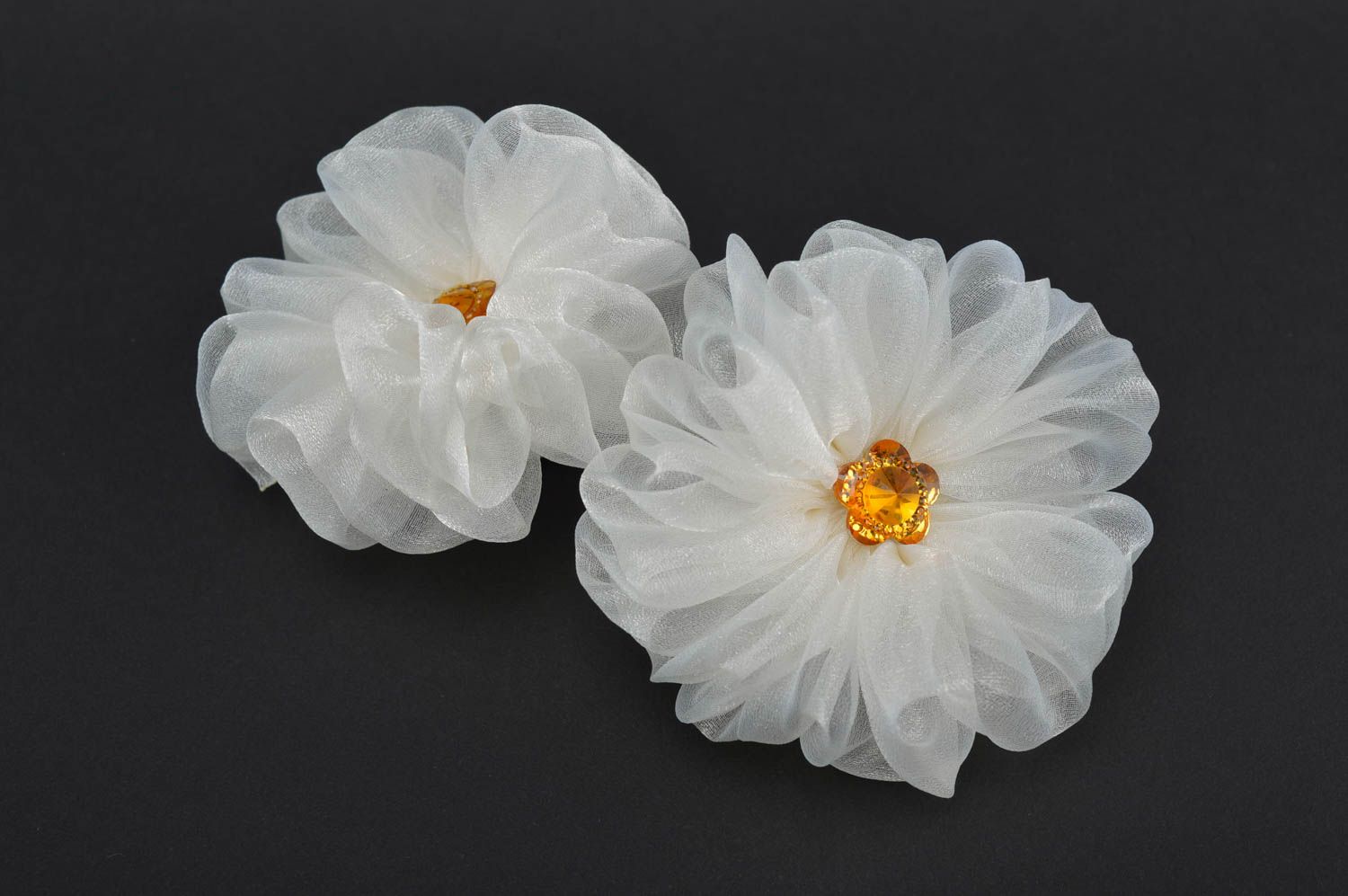 Handmade Blumen Haargummis Accessoires für Haare Kinder Haargummis in Weiß grell foto 2