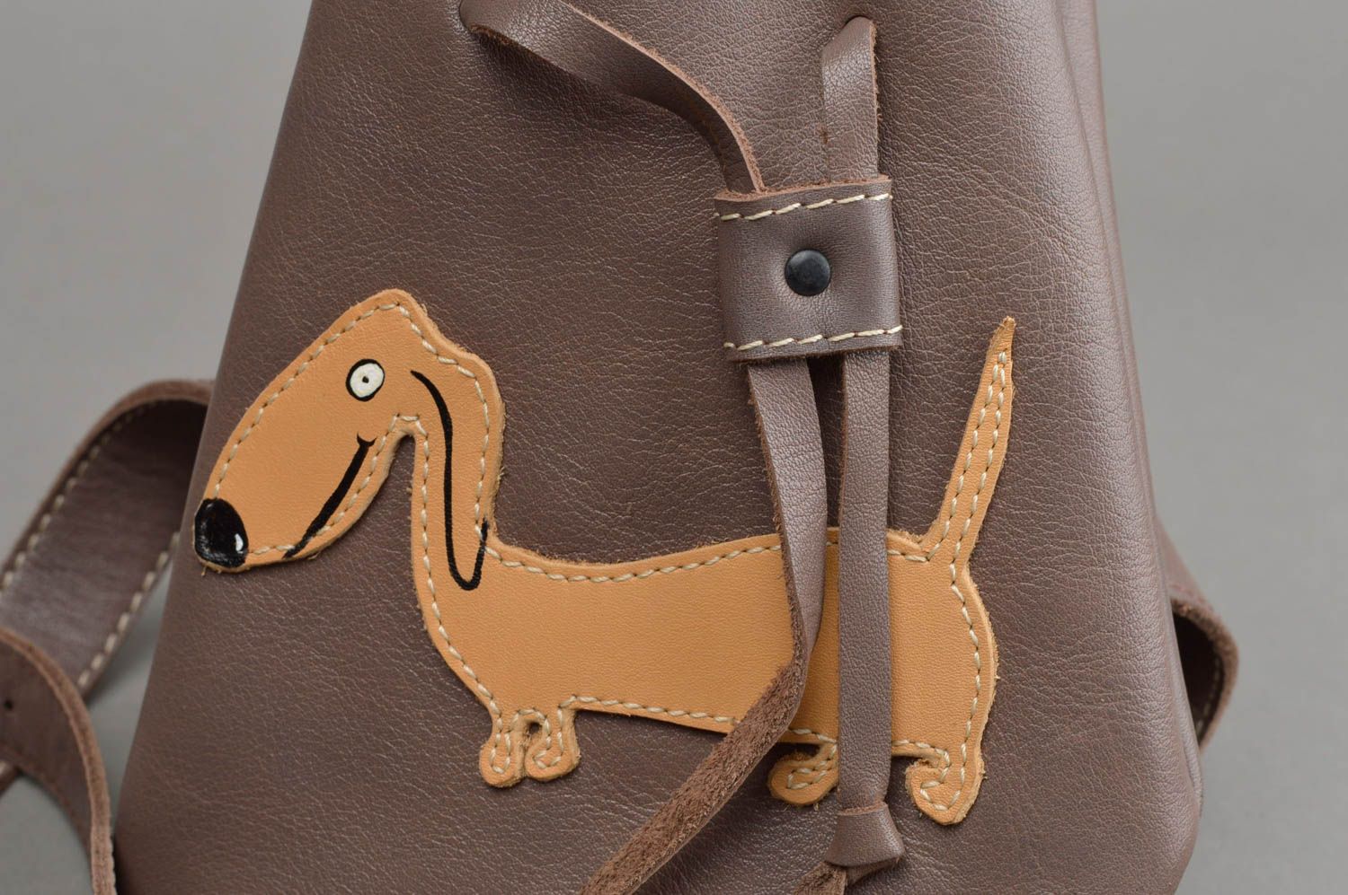 Unusual handmade leather bag for dog food leather pouch leather goods for pets  photo 3