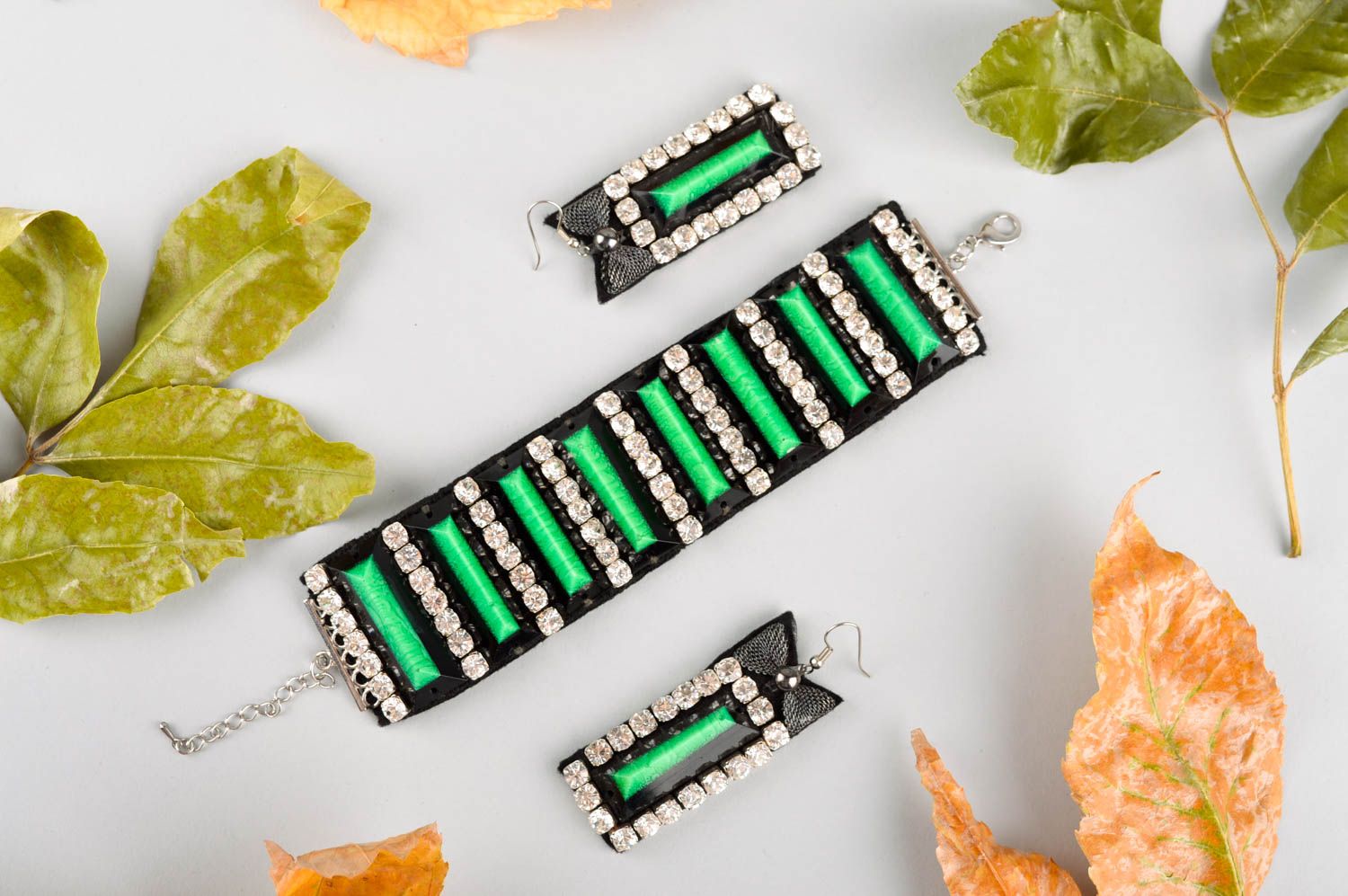 Designer earrings handmade bracelet unusual jewelry set for women neci gift photo 1