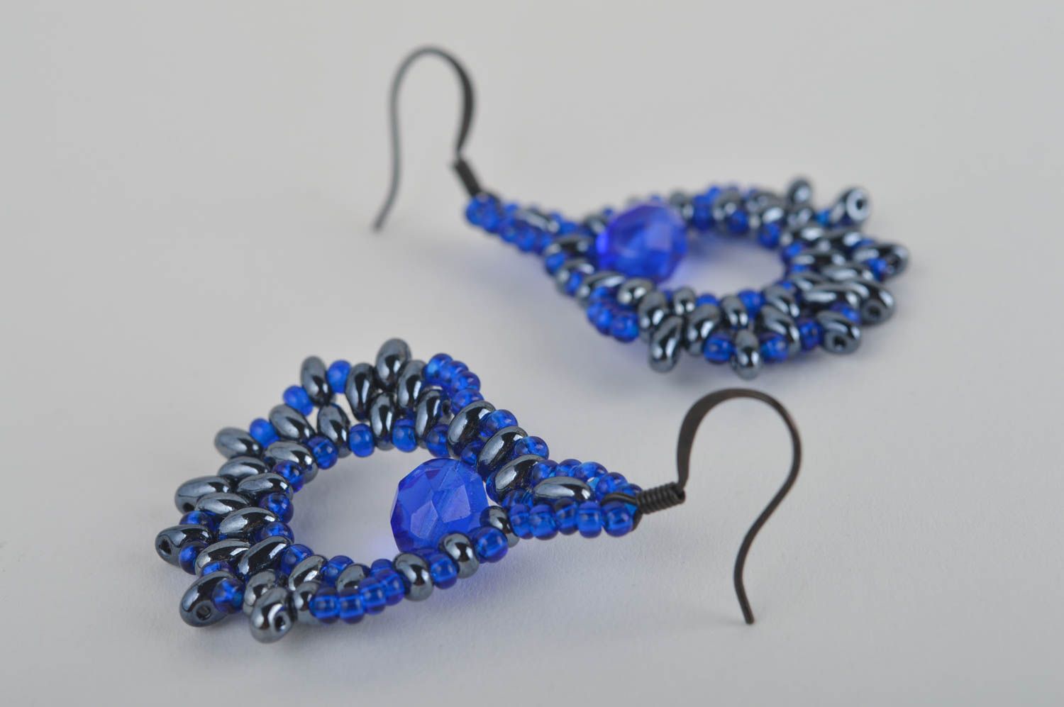 Boucles d'oreilles cristal Bijou fait main Accessoire femme bleues belles photo 5