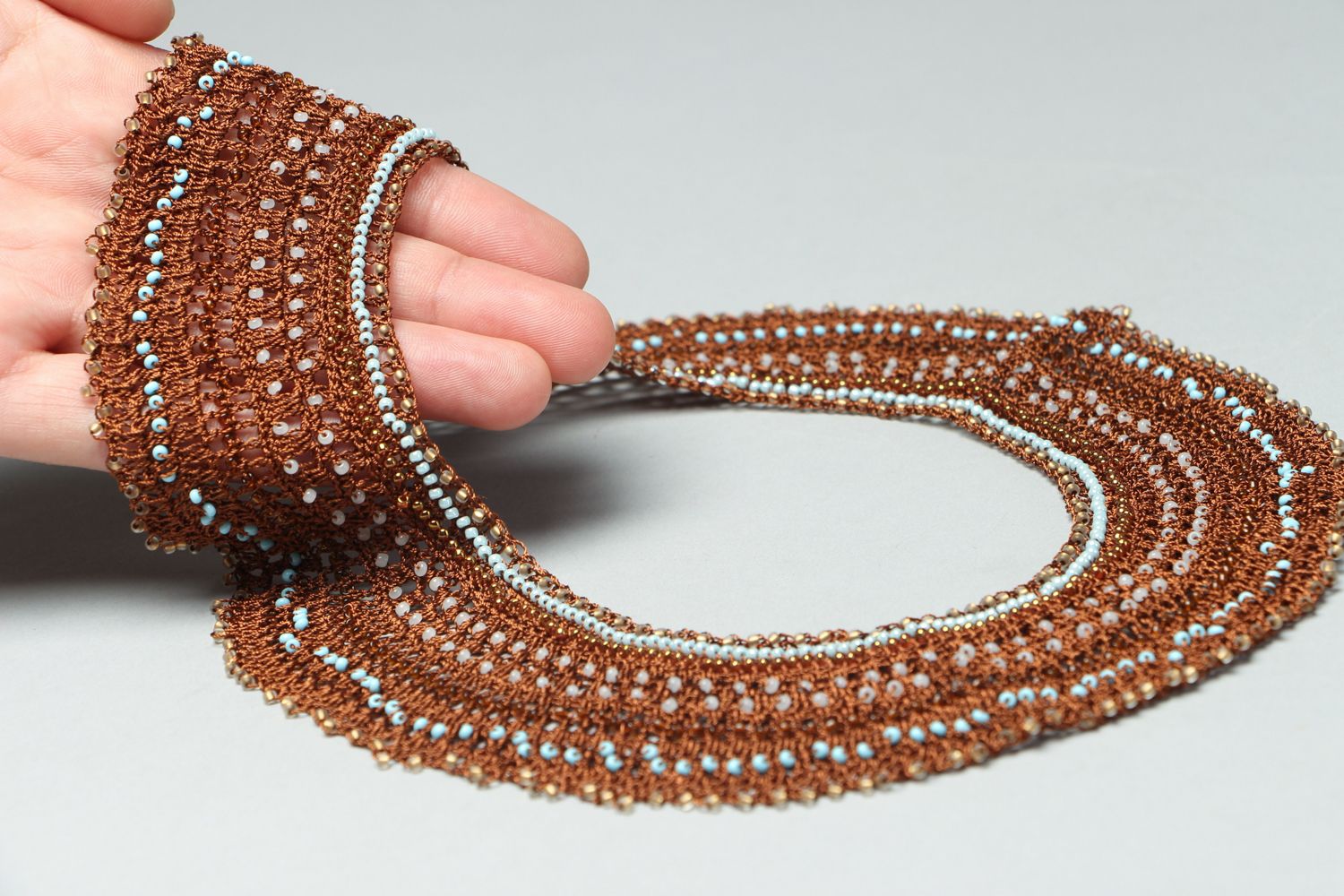 Brown crochet necklace photo 4