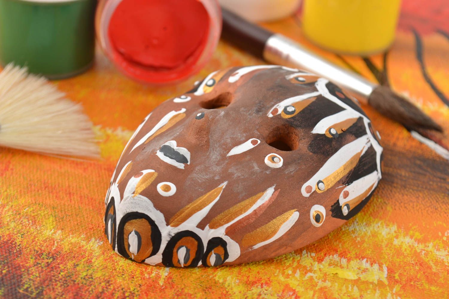 Handmade designer fridge magnet in shape of carnival mask photo 1