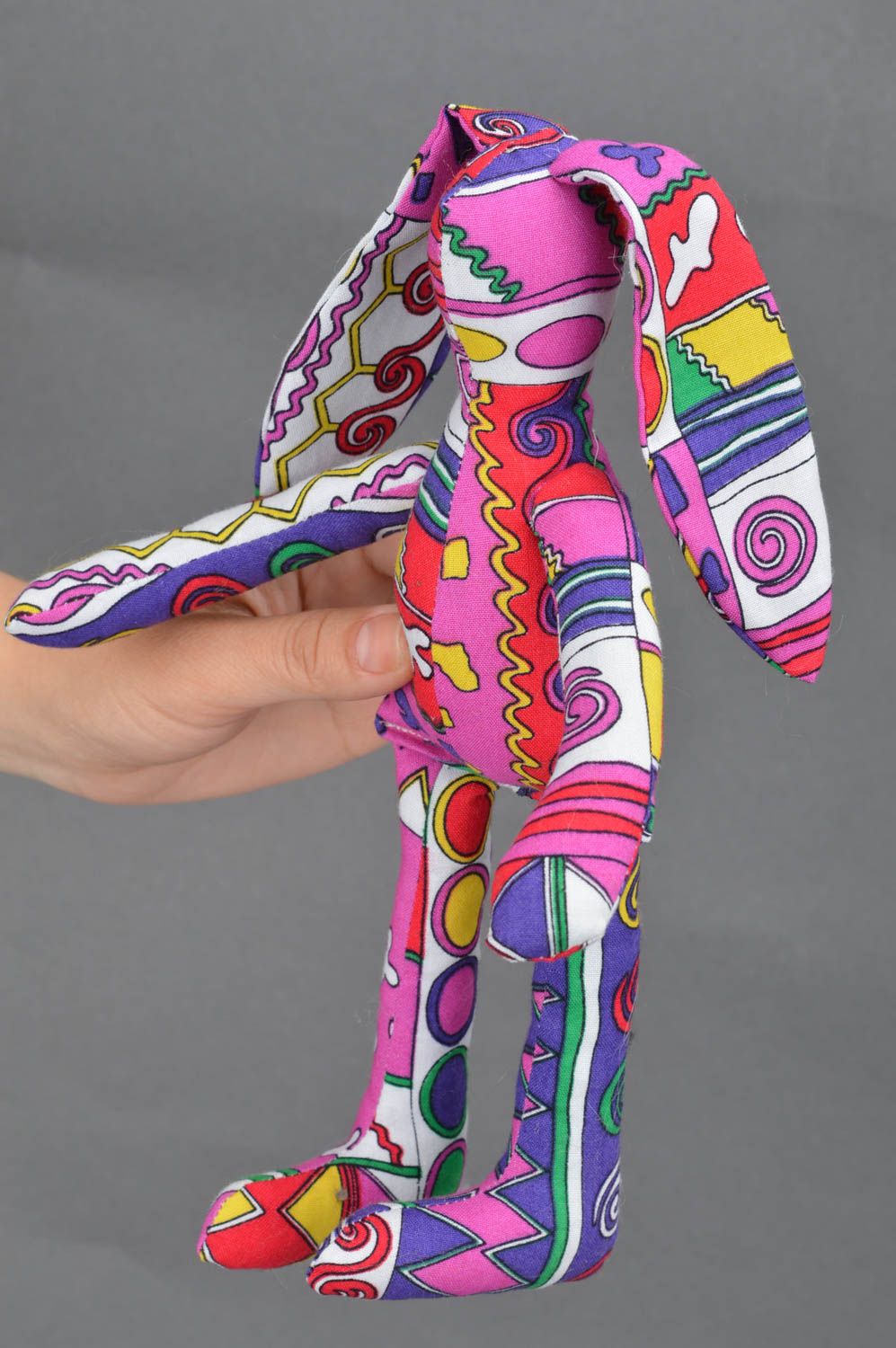 Muñeco de peluche hecho a mano original conejo multicolor juguete para niños foto 3