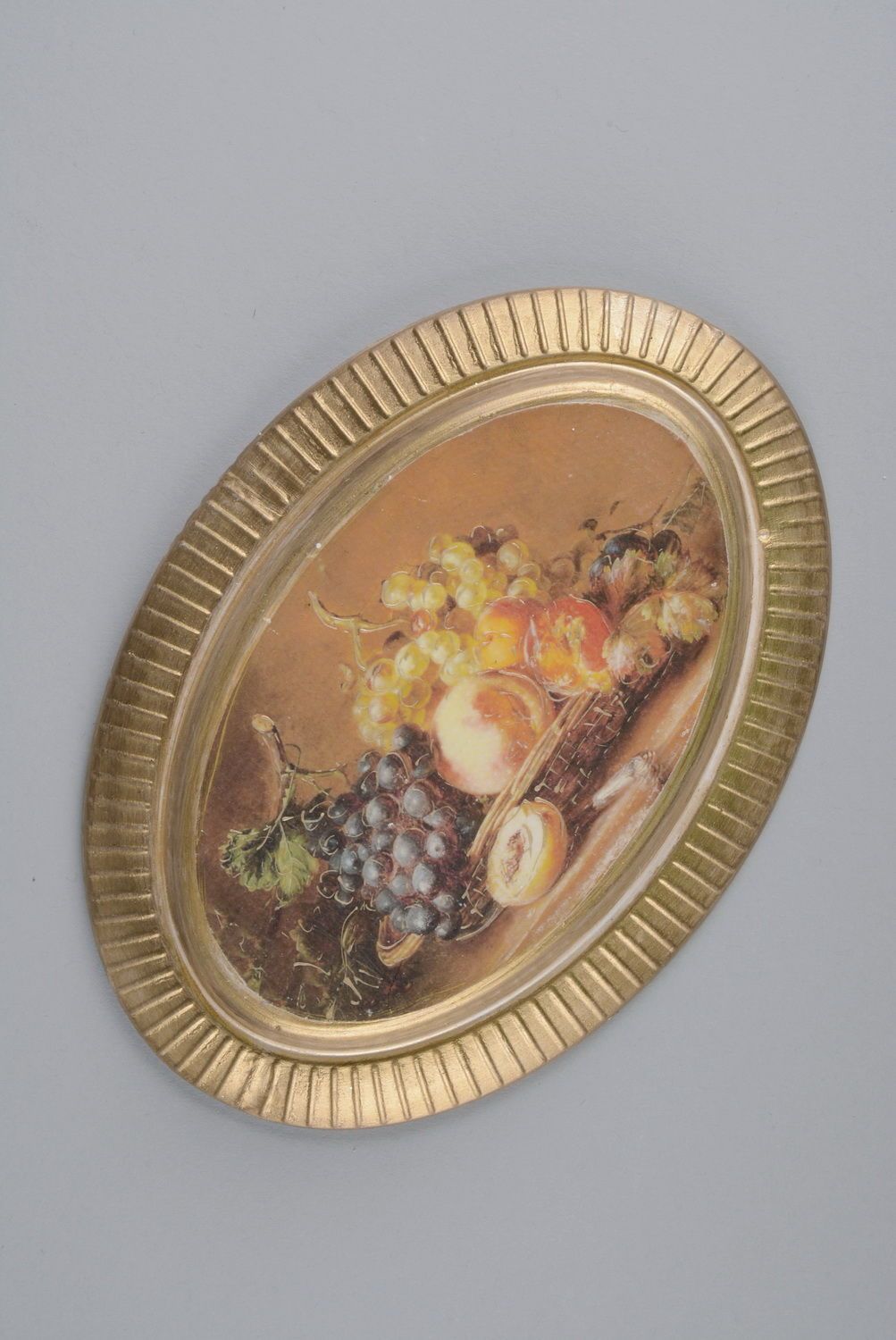 Гипсовое панно ручной работы Натюрморт с персиками фото 3
