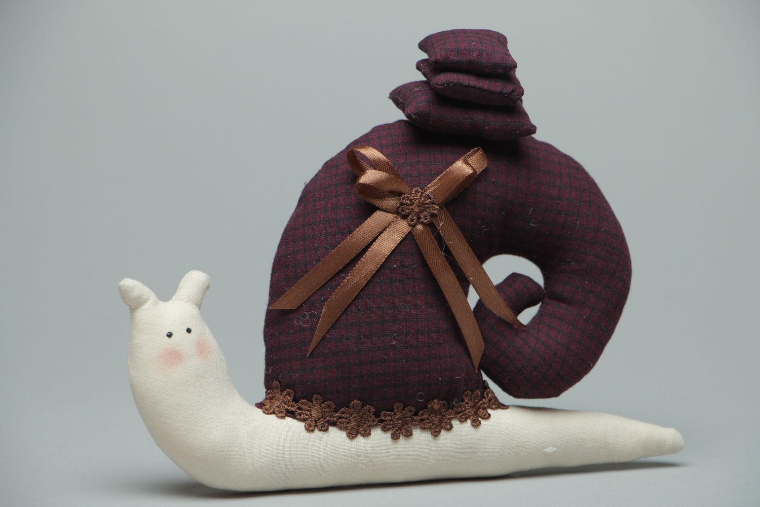 Handmade textile toy snail photo 1