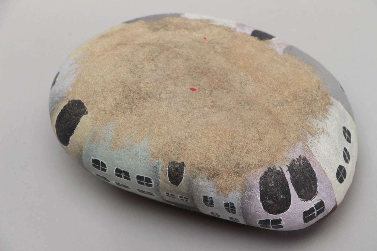 Морской камень с росписью акриловыми красками ручной работы для декора Домики фото 4
