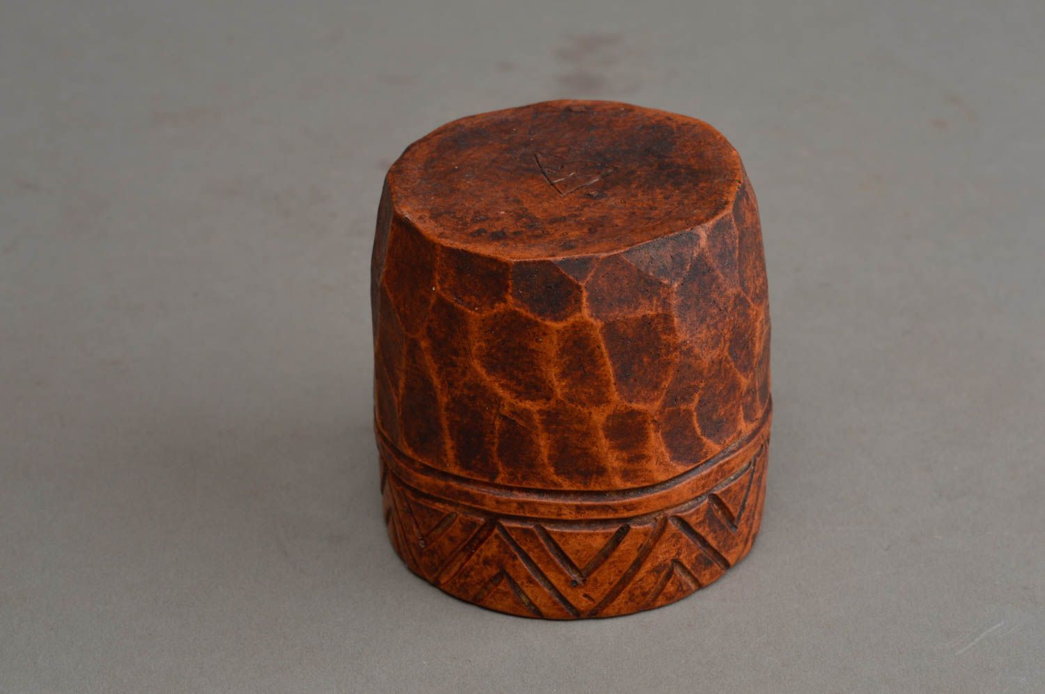 Gobelet en céramique fait main original ethnique vaisselle pratique marron photo 4