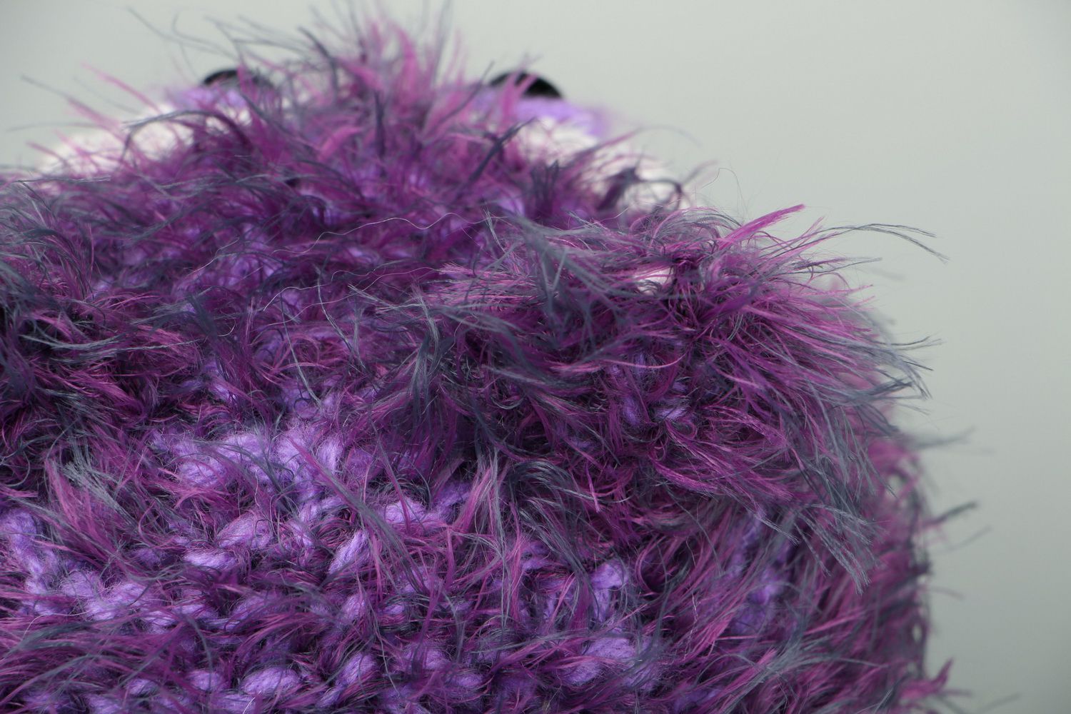 Knitted hat Purple fluffy cat photo 4