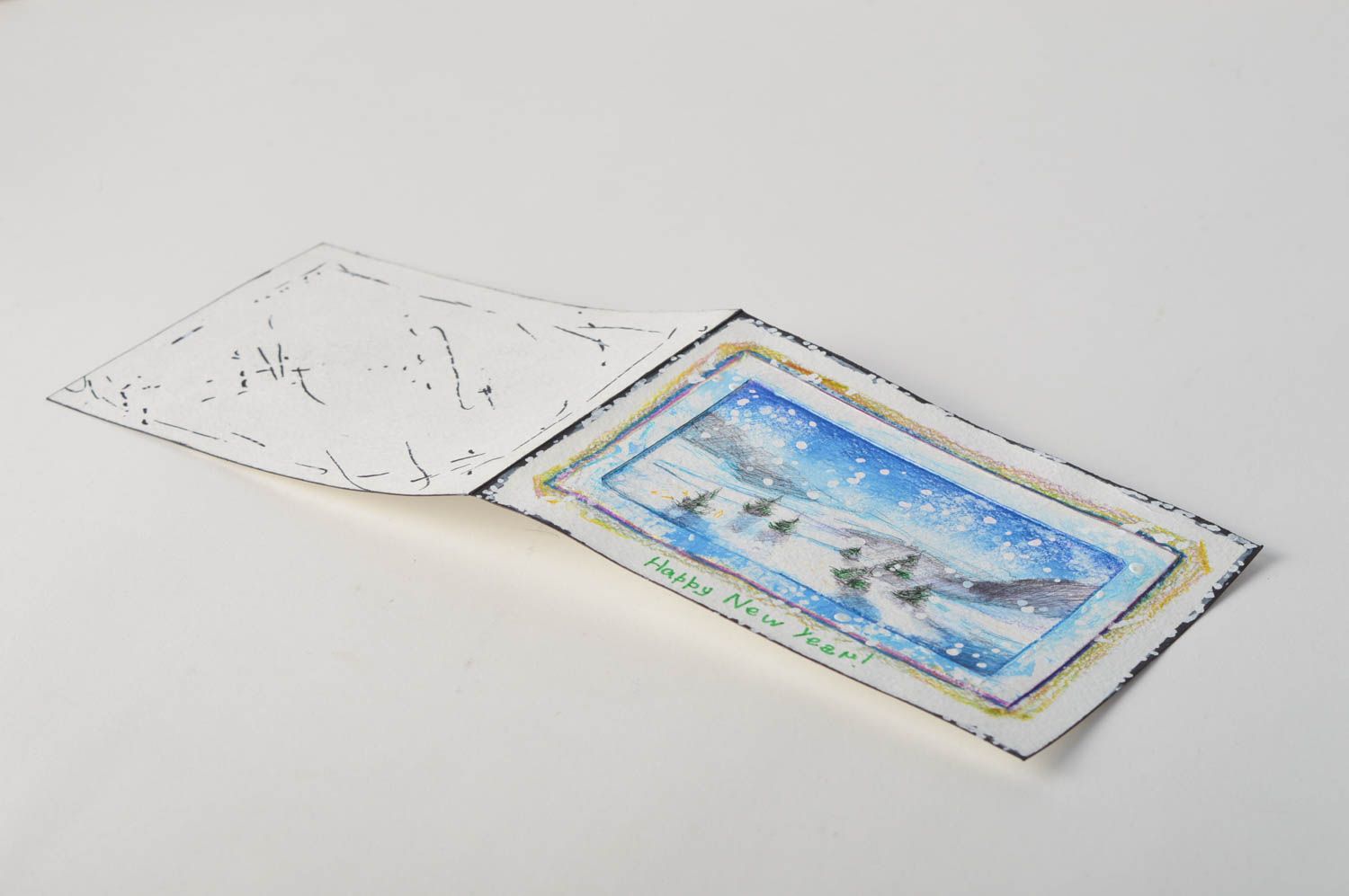 Neujahr Grusskarte handmade Künstler Karte ungewöhnlich Papier Karte schön foto 4