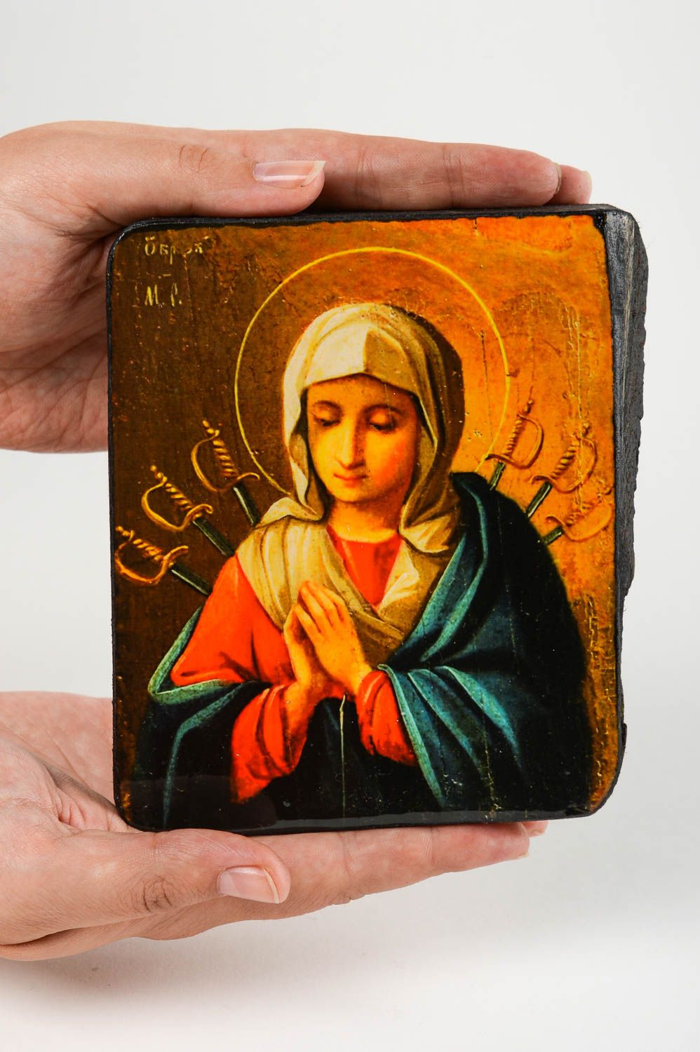 Икона ручной работы православная икона Божьей Матери красивая икона святой фото 5