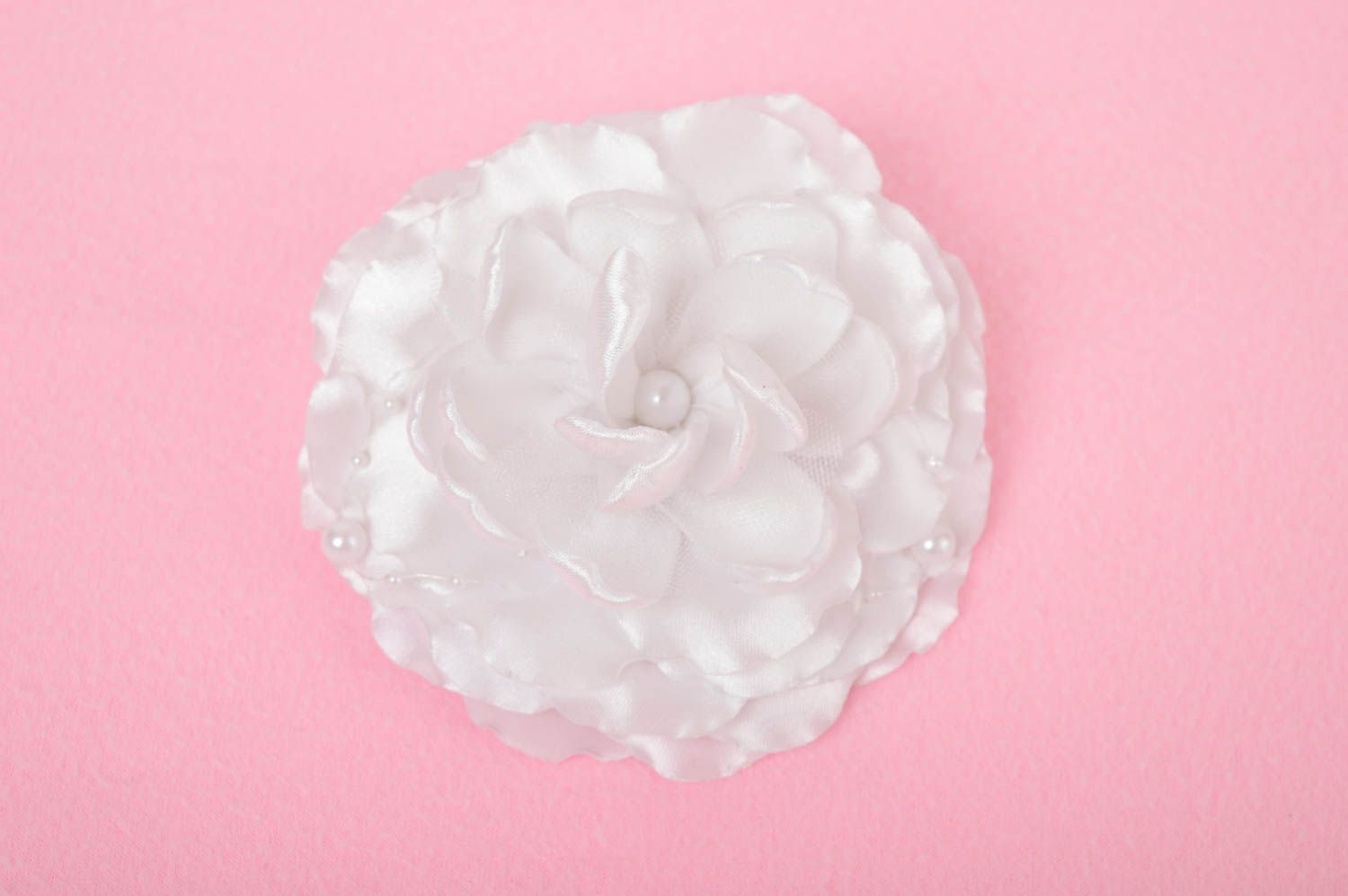 Handmade Haarspange Blume Damen Modeschmuck Accessoire für Haare weiß schön foto 3