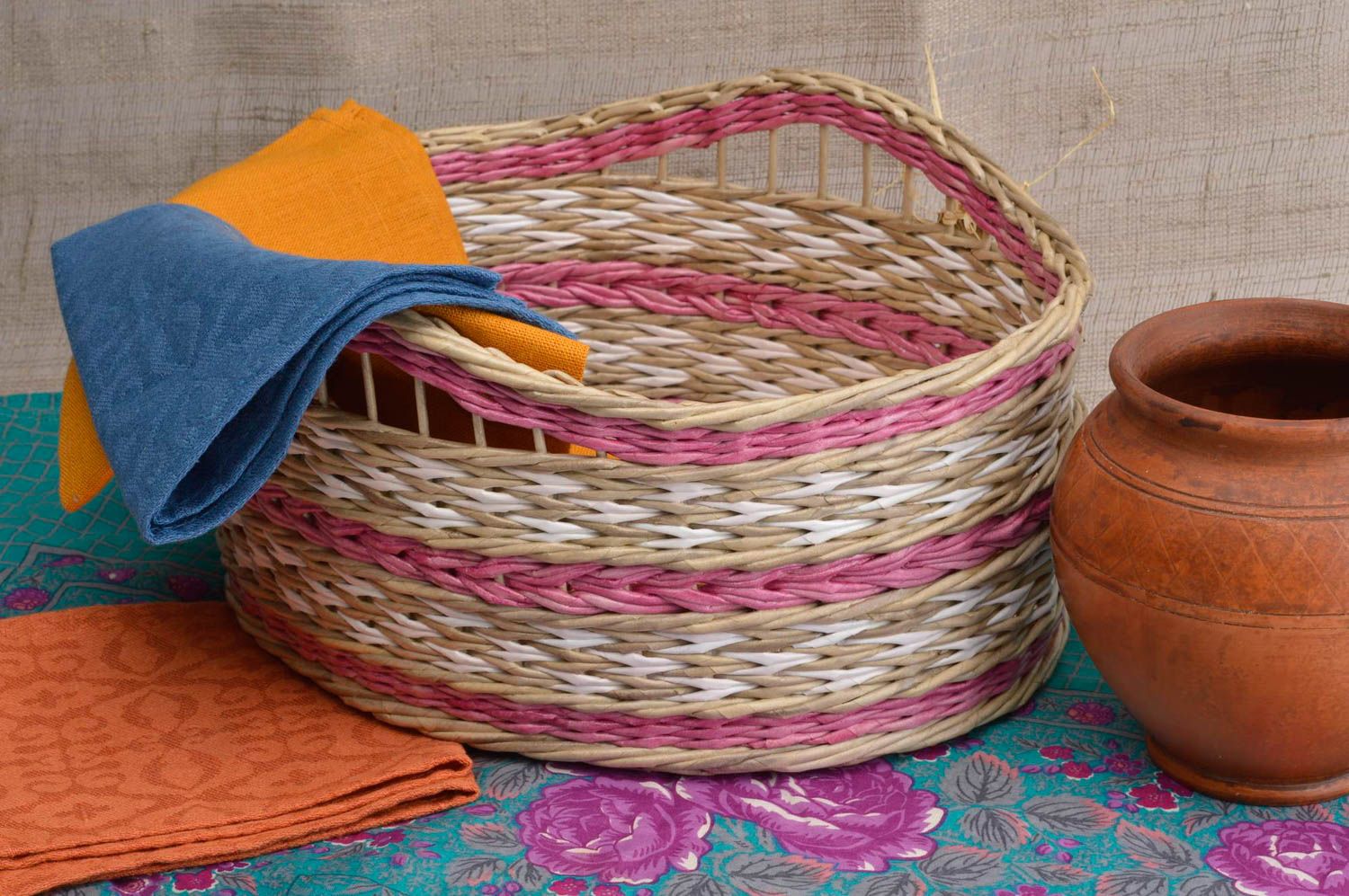 Wicker basket paper wicker basket newspaper basket bedroom decor gift ideas photo 1