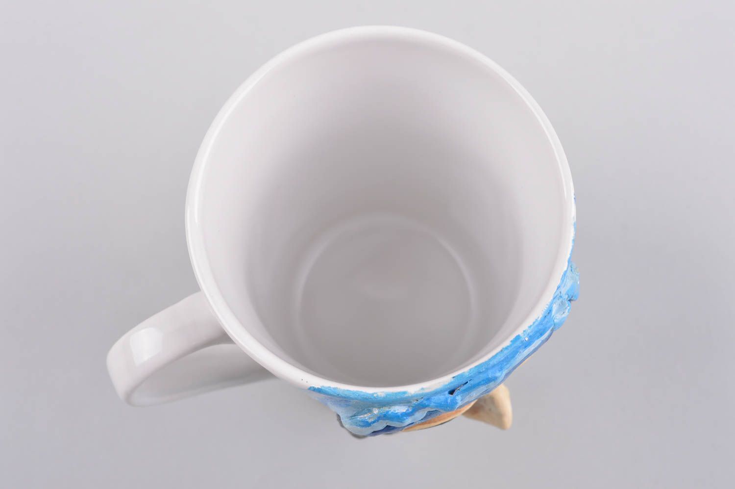 Keramik Tasse schöne handmade Tasse mit Bild Keramik Becher Geschirr aus Ton foto 4