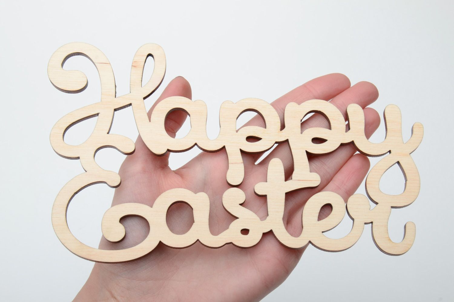 Mots en bois faits main à décorer Happy Easter belle décoration pour maison photo 3