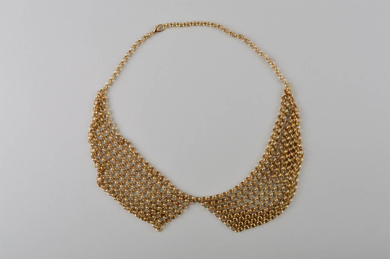 Goldfarbige Halskette aus Rocailles handmade Designer Schmuck Rocailles Kette foto 2