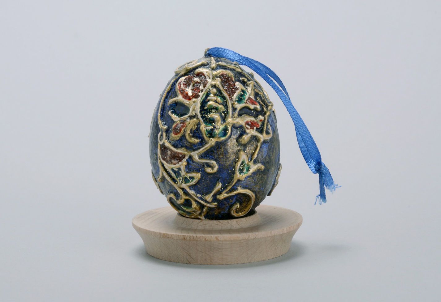 Suspension décorative artisanale œuf de Pâques Oiseau bleu du bonheur photo 4