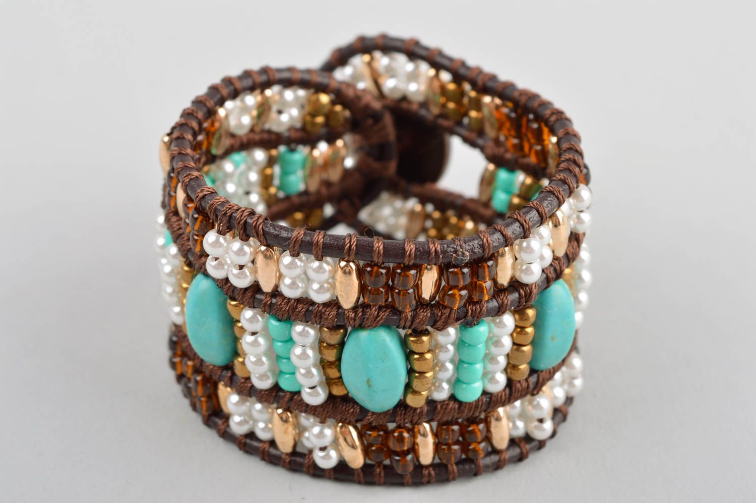Bracelet perles rocaille large Bijou fait main design original Accessoire femme photo 2