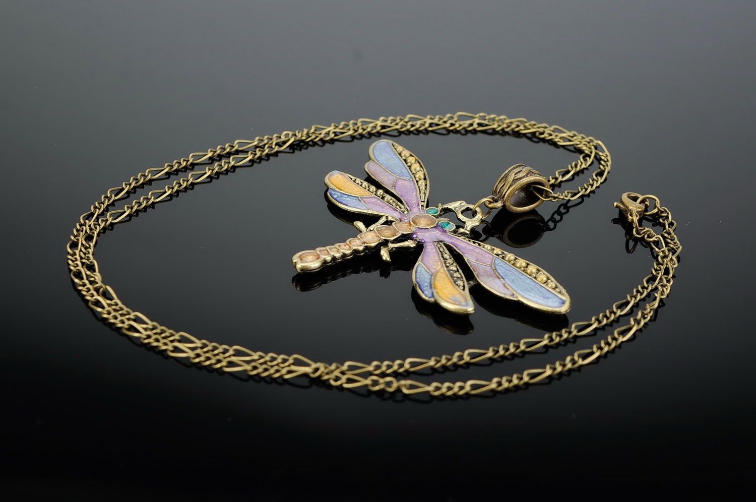 Pendant on a long chain Dragonfly photo 2