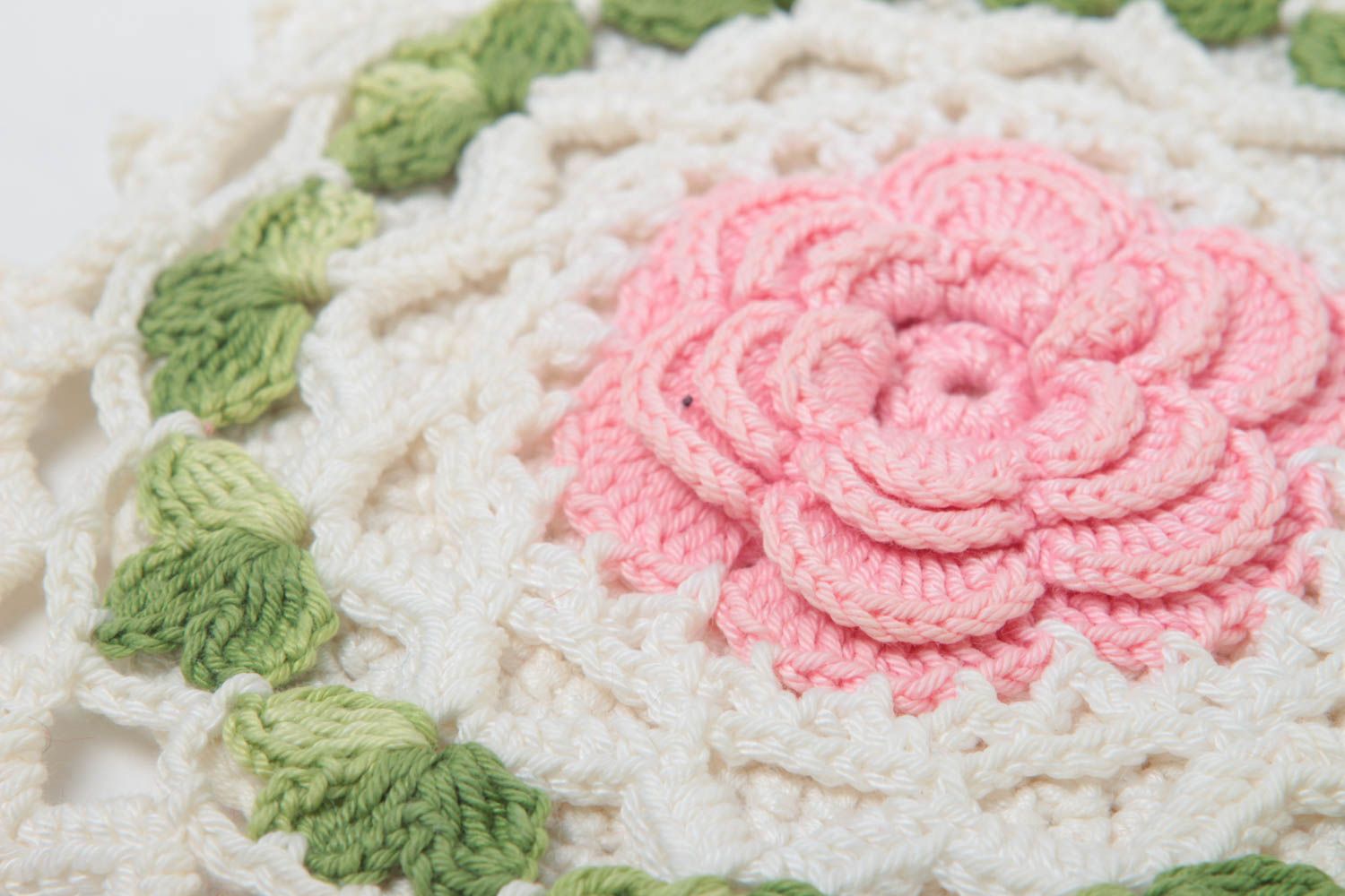 Handmade schöner Topflappen gehäkelt Küchen Textilien Haus Deko rosa Blume foto 3