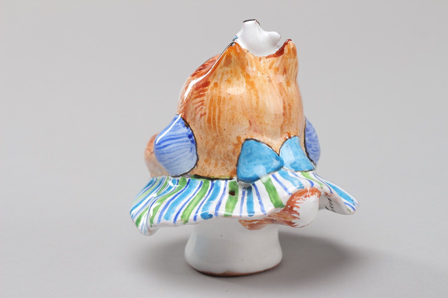 Figura decorativa de cerámica  hecha a mano gata madre foto 3