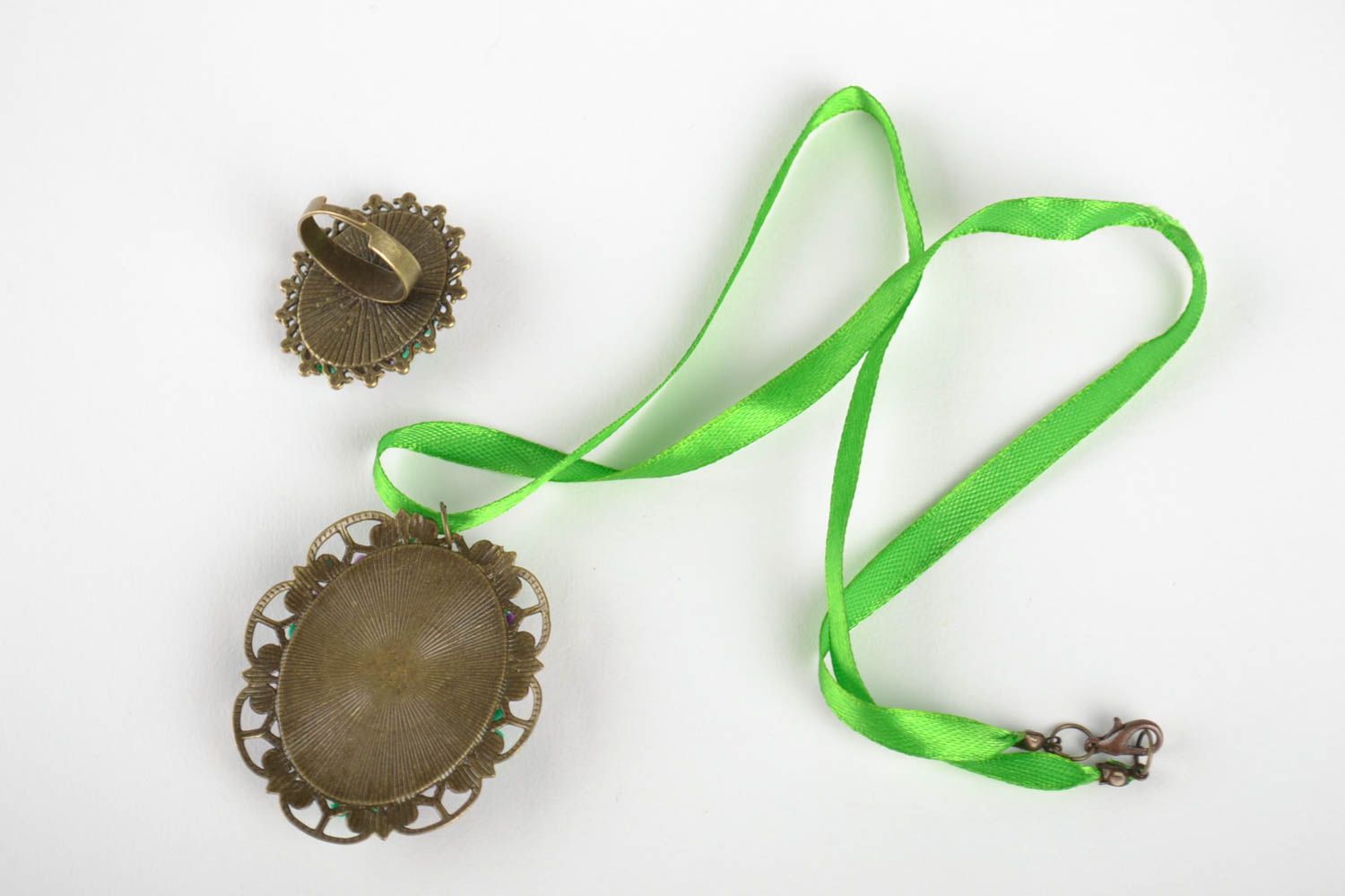 Handmade jewelry flower jewelry plastic necklace seal ring jewelry set  photo 2