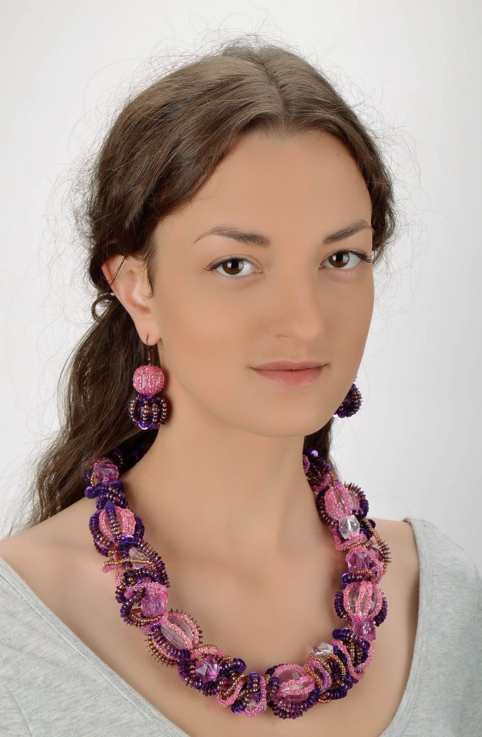 Jewelry Set: necklace & earrings made of beads & plastic photo 5