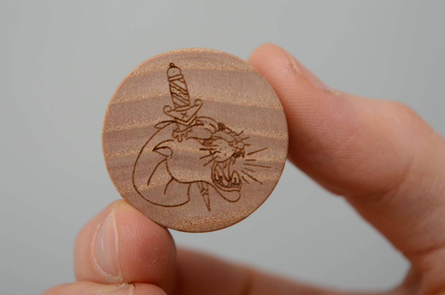 Wooden ear plugs with engraving photo 3