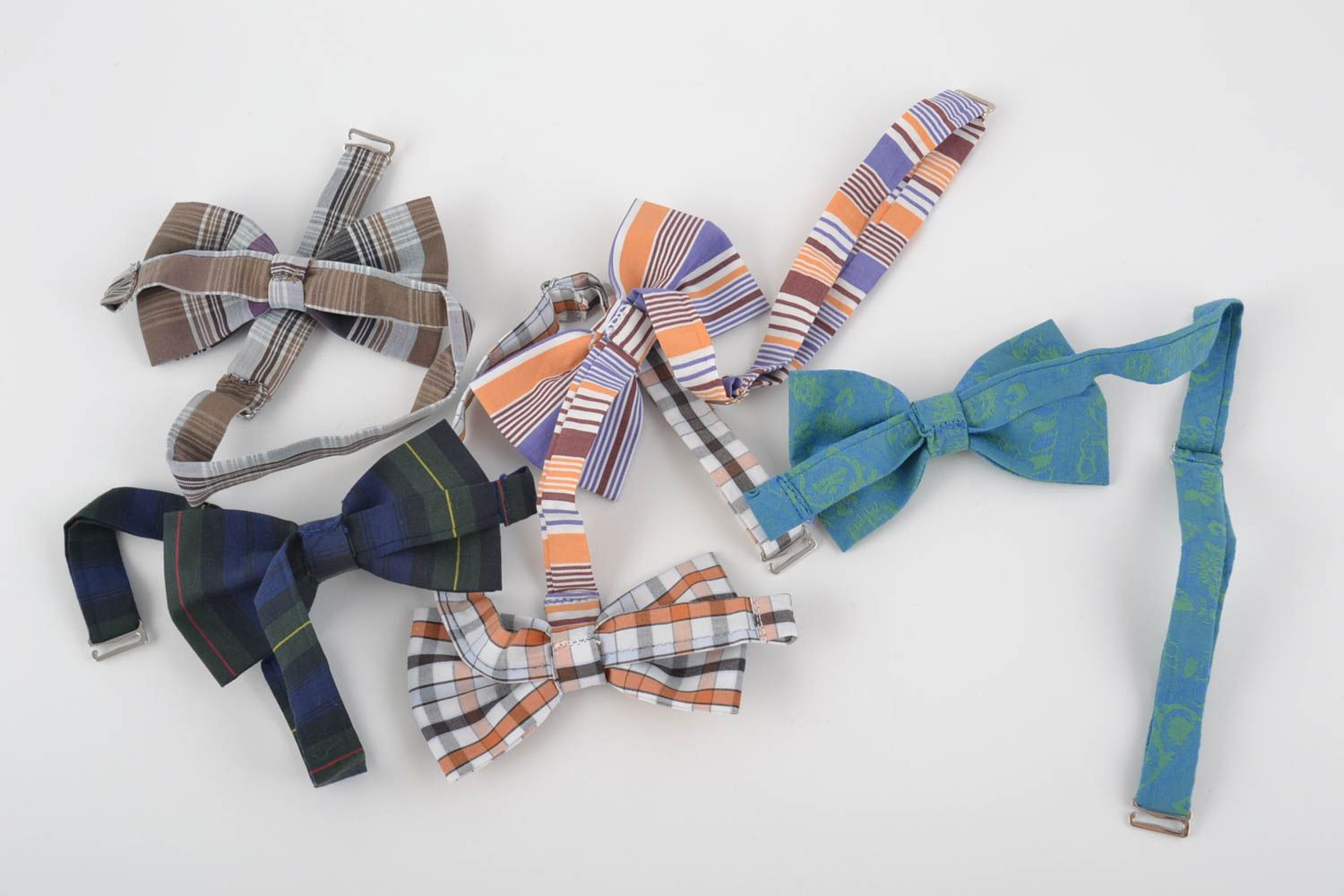 Set of 5 handmade fabric bow ties with adjustable straps unisex accessories photo 2