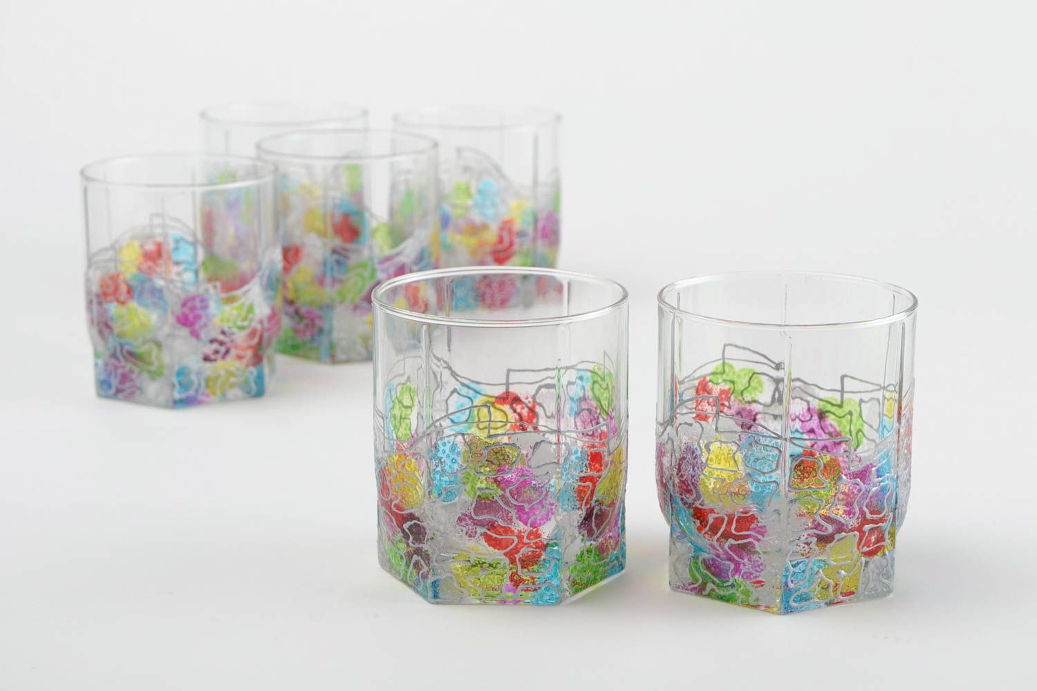 Ensemble de verres fait main Tasses en verre Vaisselle design peinte fantaisie photo 5