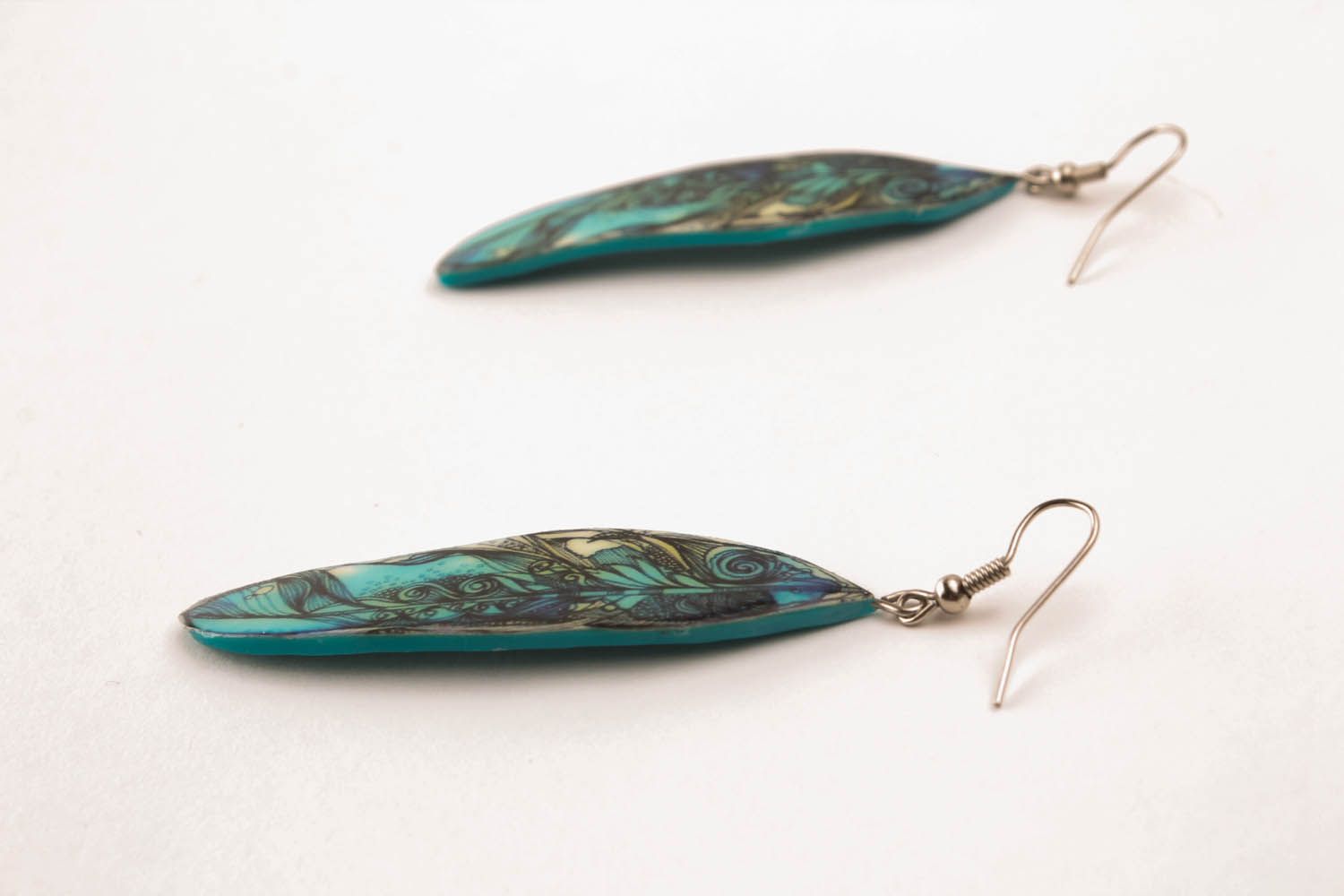 Polymer clay earrings Feathers photo 3