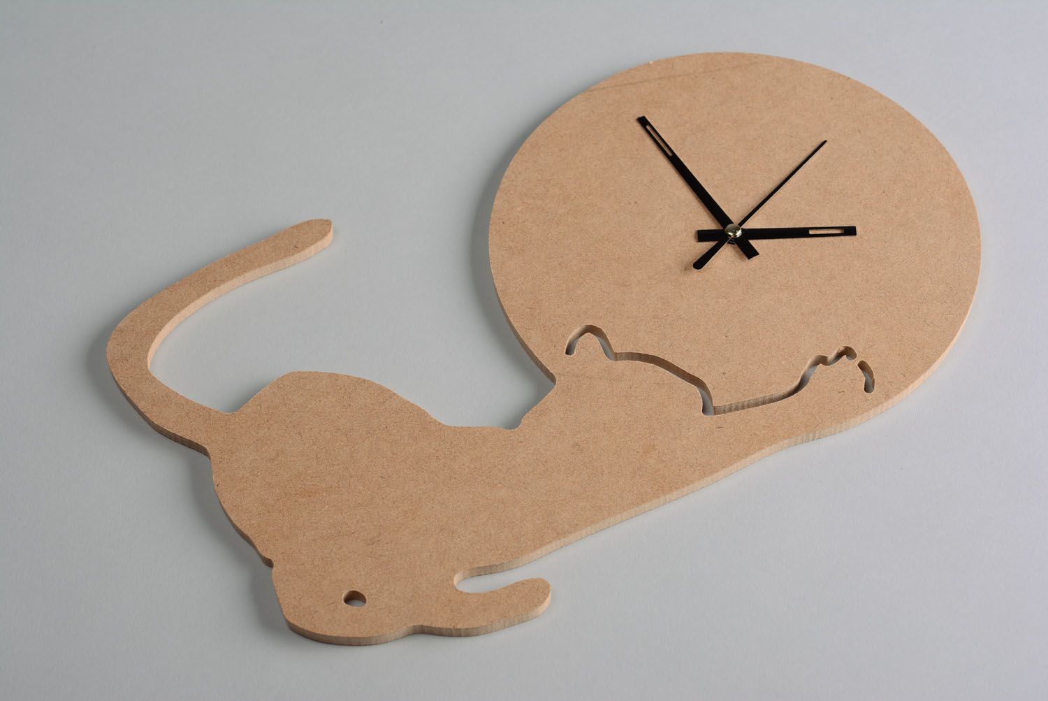 Forme en bois Chat et horloge à décorer photo 1