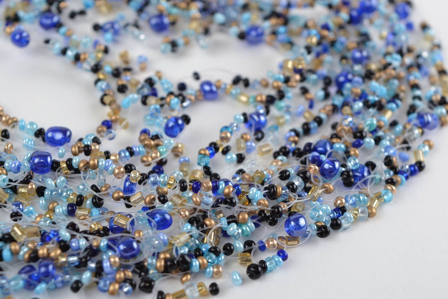 Handmade Rocailles Kette Halsketten Damen Damen Collier Halsketten Frauen blau foto 4