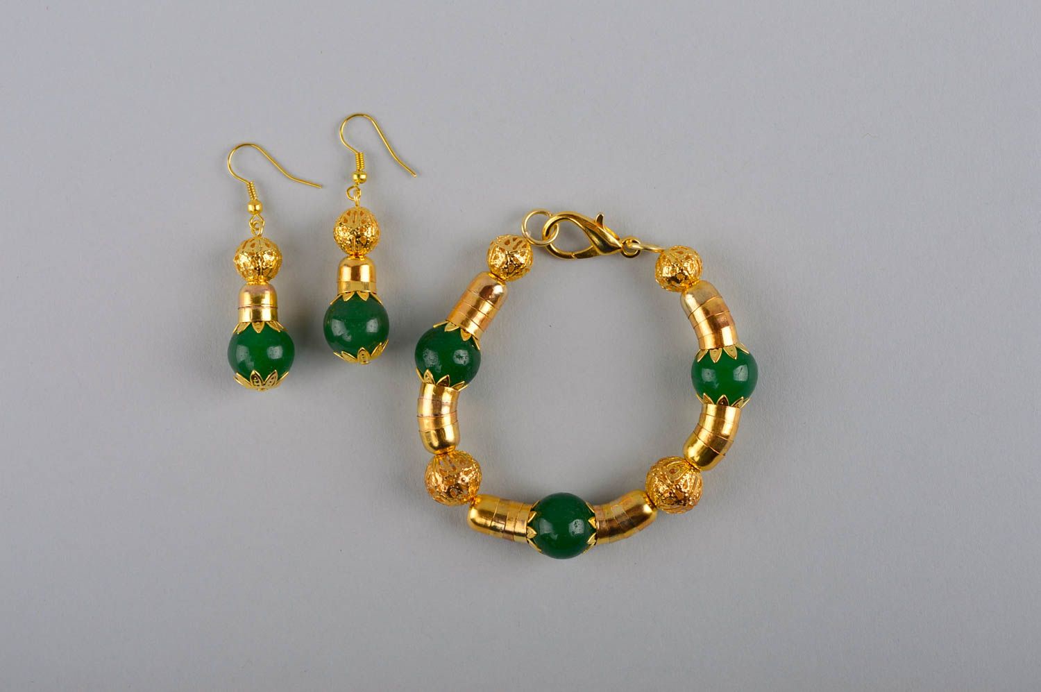Designer handmade jewelry set lovely unusual accessories feminine green present photo 2