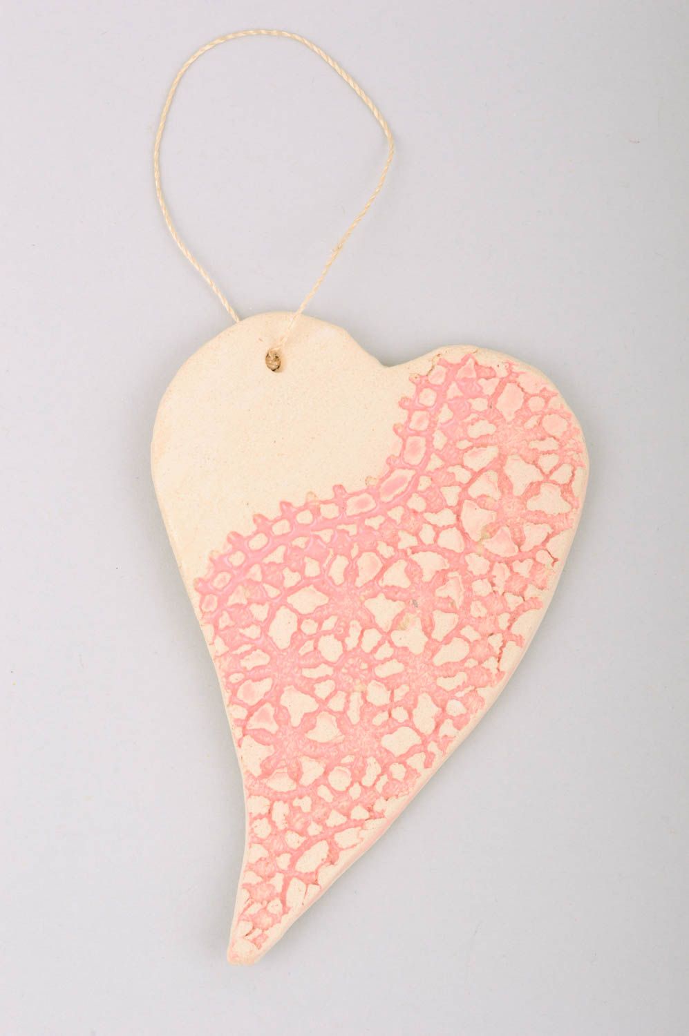 Панно на стену подарок ручной работы предмет декора из глины в виде сердца фото 1